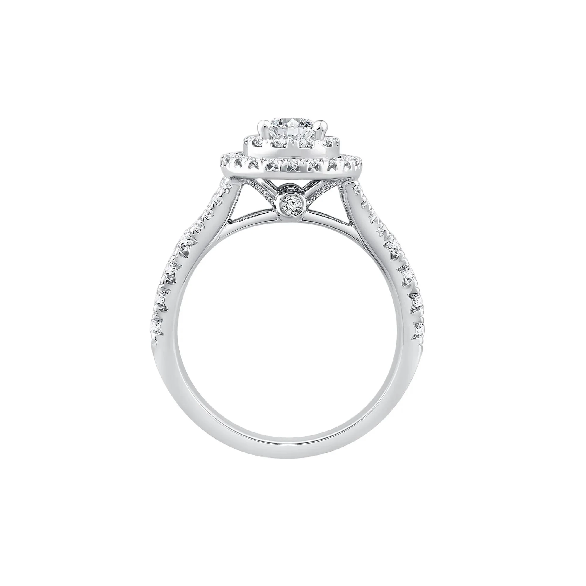 1/4 CT. Tw. Pear-Shaped Diamond Double Halo Engagement Ring 14K White Gold Round Brilliant Cut Size 9 1mm - Image 2