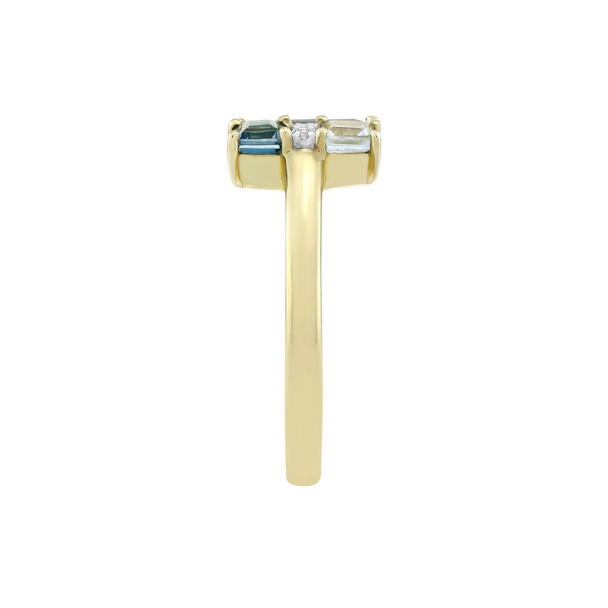Blue Topaz London Blue Topaz and Diamond Accent Ring 10K Yellow Gold Size 5 2mm - Image 3