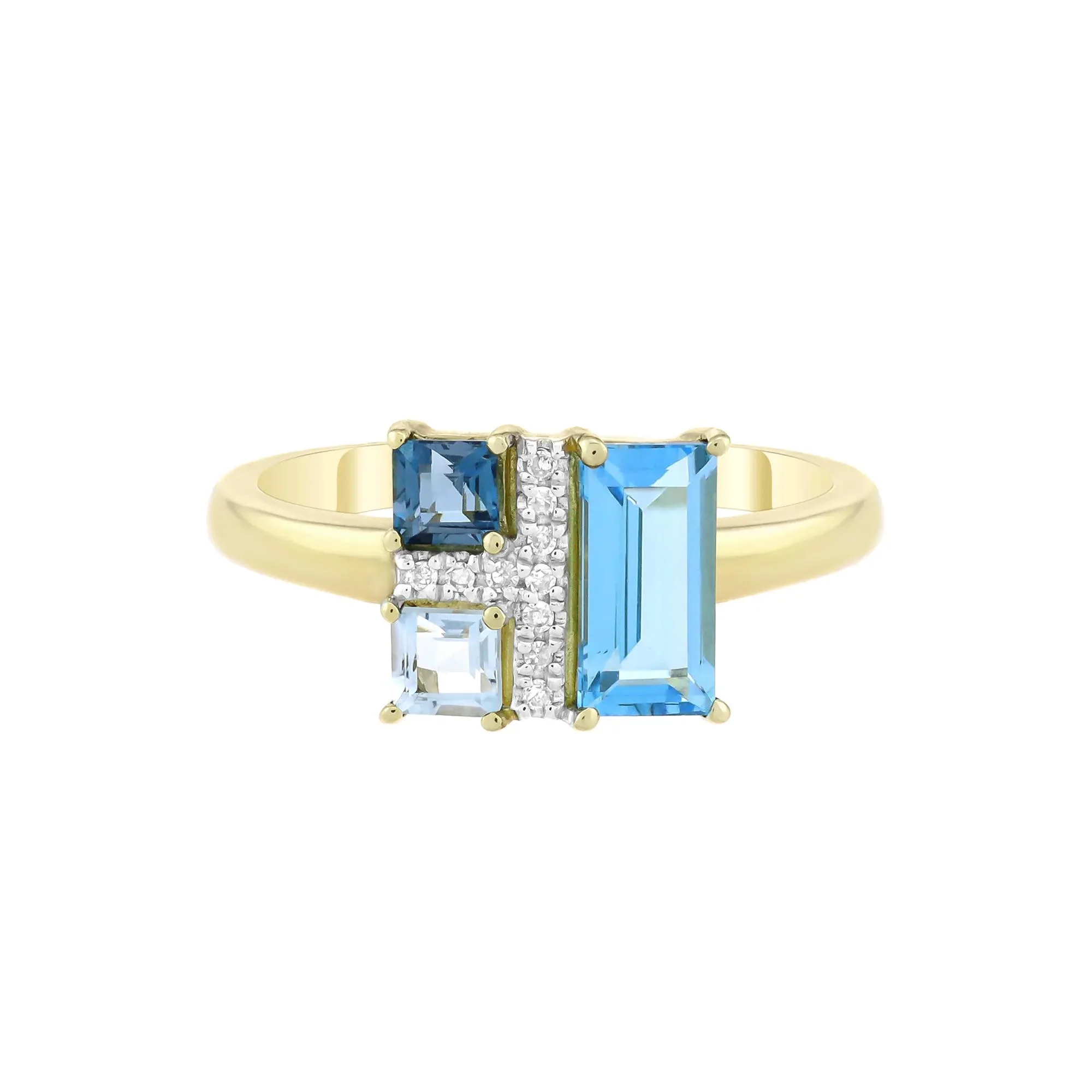 Blue Topaz London Blue Topaz and Diamond Accent Ring 10K Yellow Gold Size 7.5 2mm