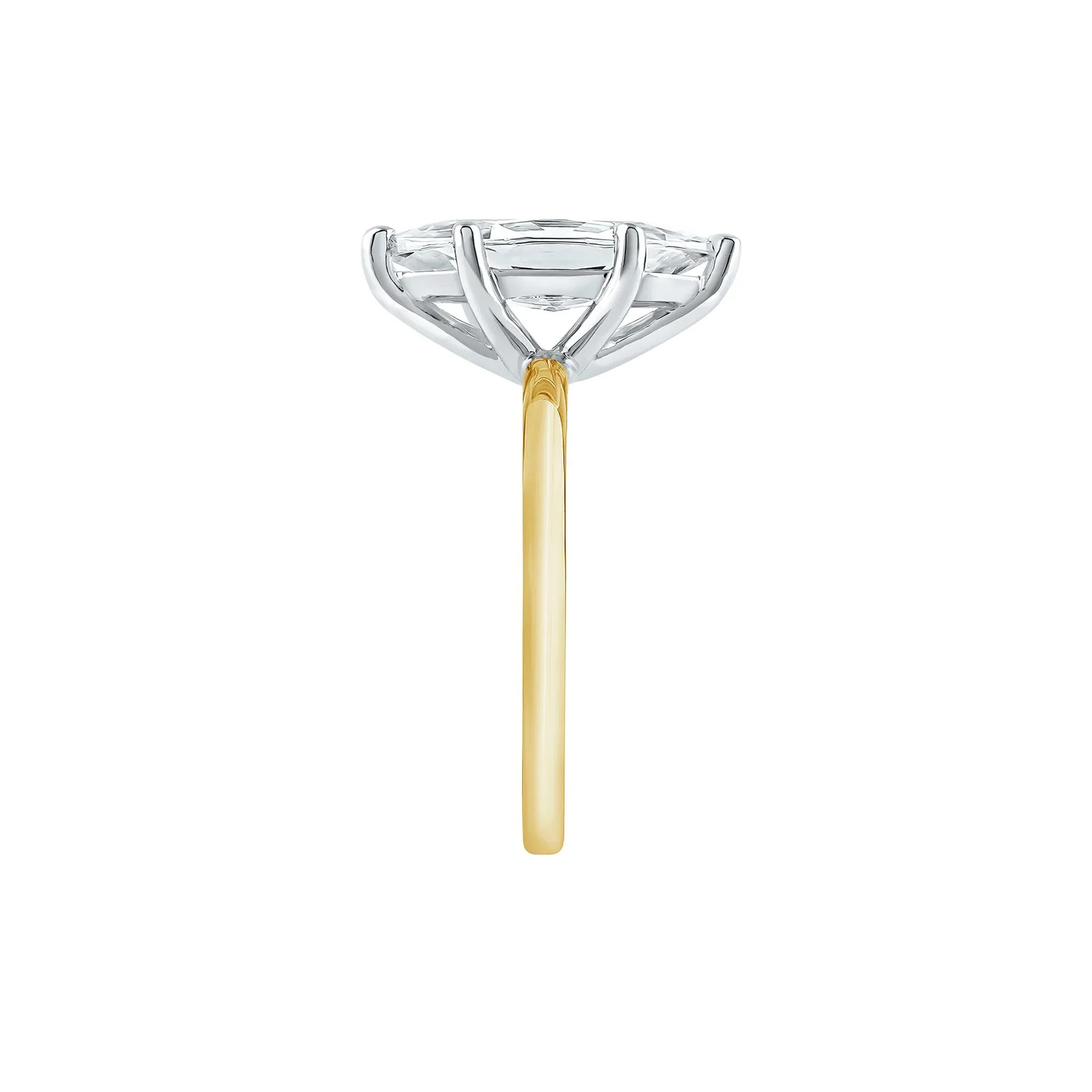 Lab Grown Diamond Solitaire Marquise Engagement Ring 14K White & Yellow Gold (3 CT.) Size 8 2mm - Image 2