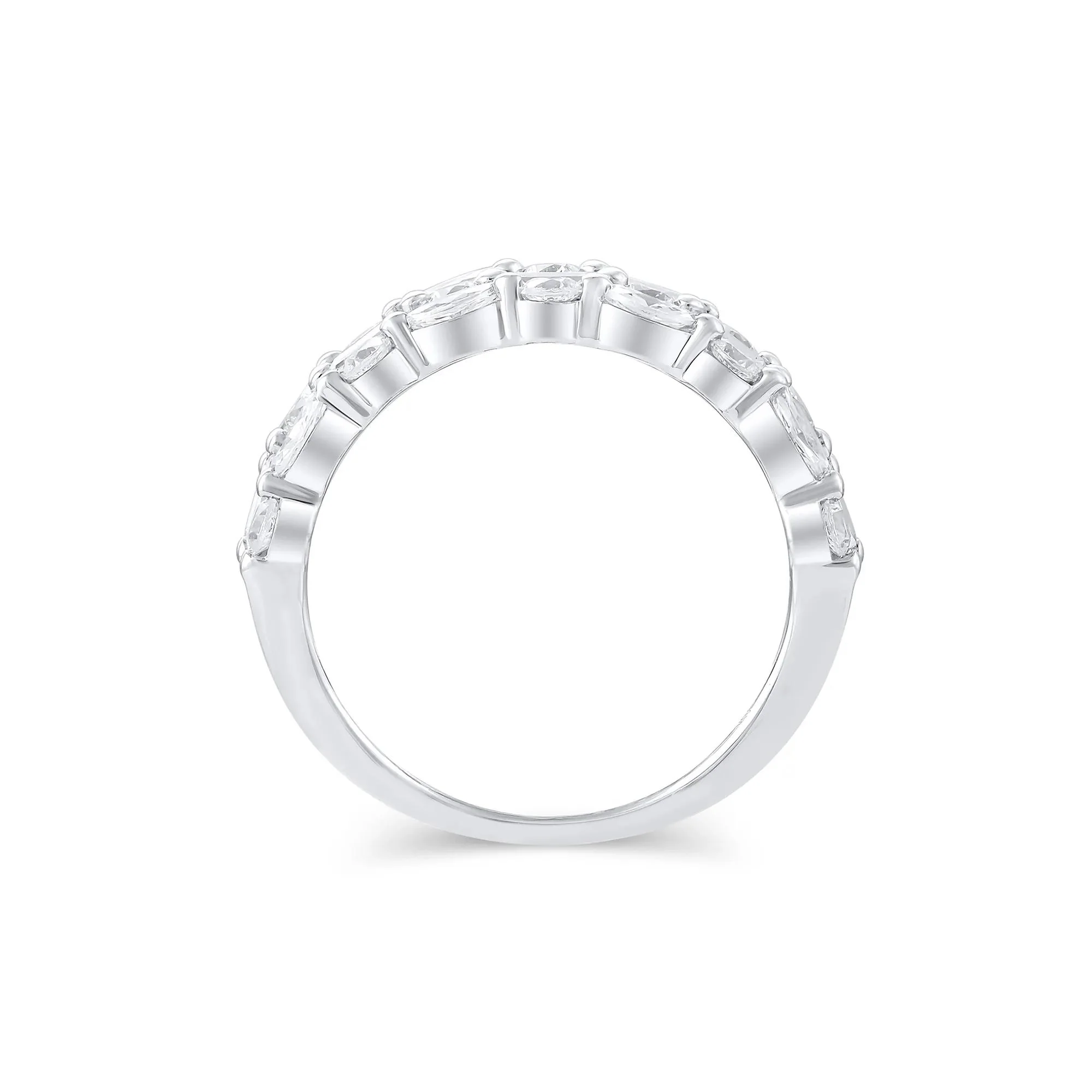 Multi-Shape Three-Row Lab Grown Diamond Band Ring White Size 8.5 - Image 3
