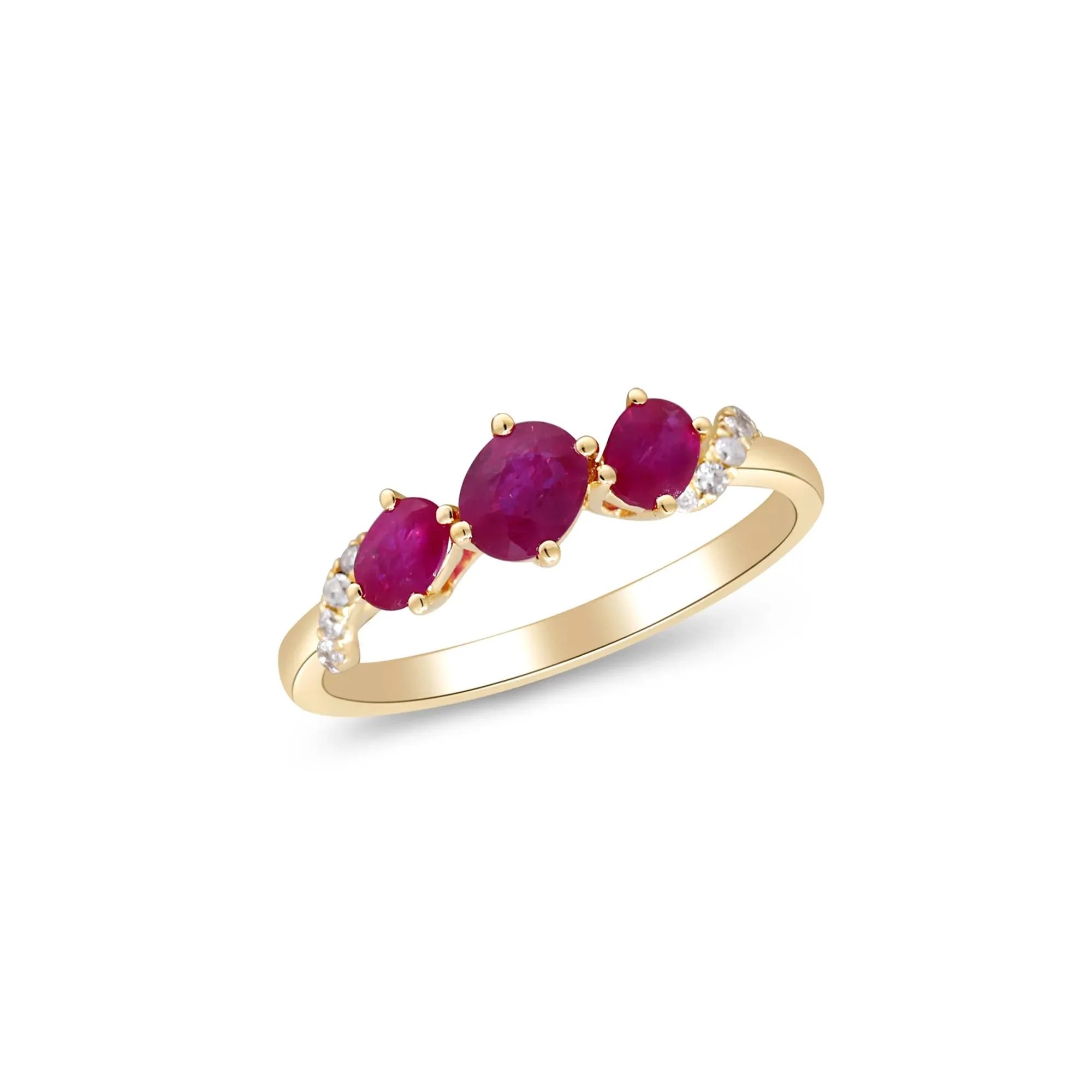 Ruby and Diamond Accent Ring 10K White Gold Round Brilliant Cut Yellow Size 7 2mm - Image 4