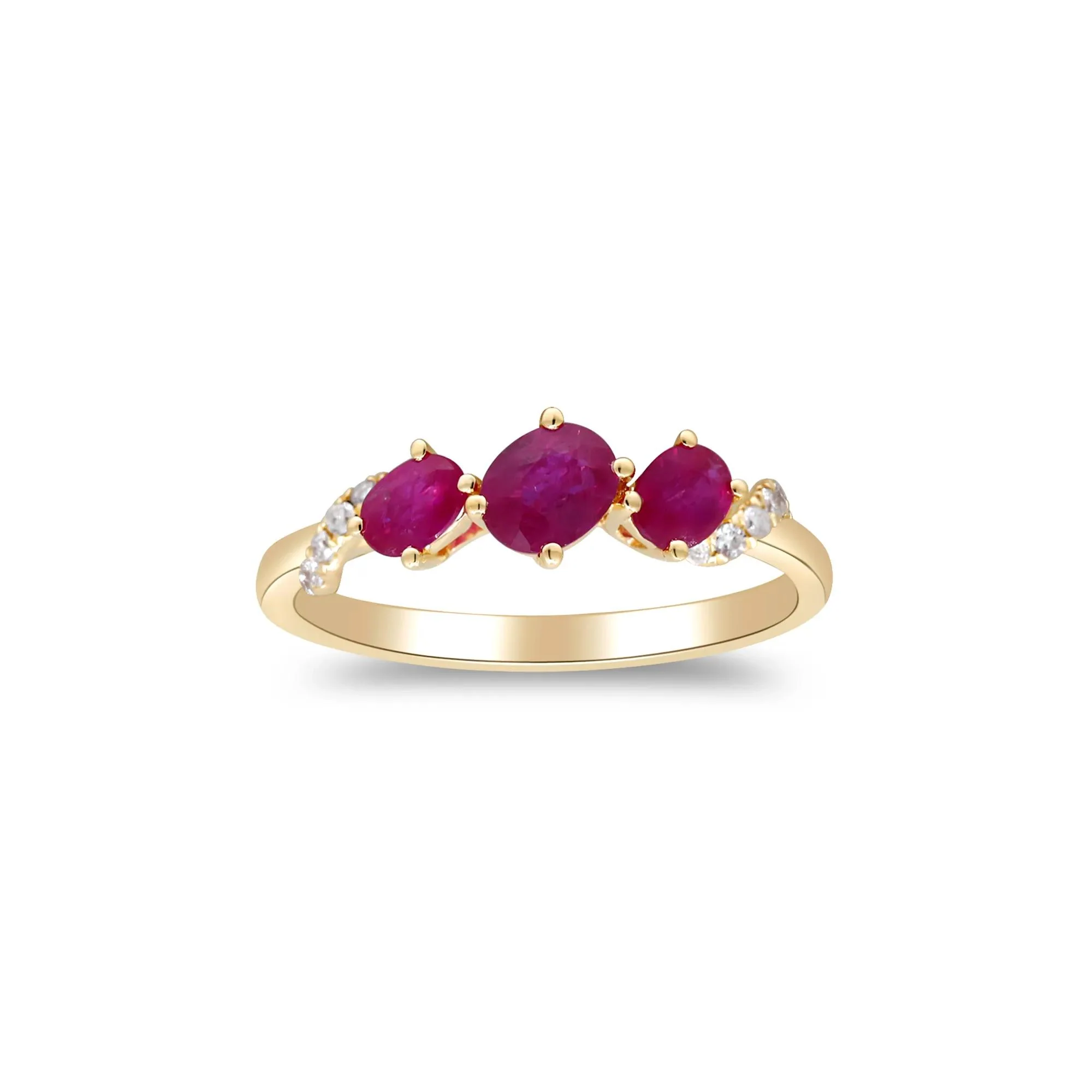 Ruby and Diamond Accent Ring 10K White Gold Round Brilliant Cut Yellow Size 8.5 2mm