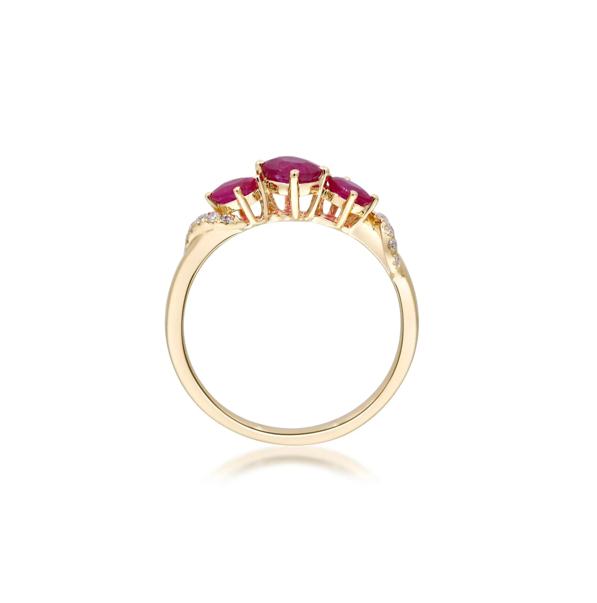 Ruby and Diamond Accent Ring 10K White Gold Round Brilliant Cut Yellow Size 8.5 2mm - Image 2