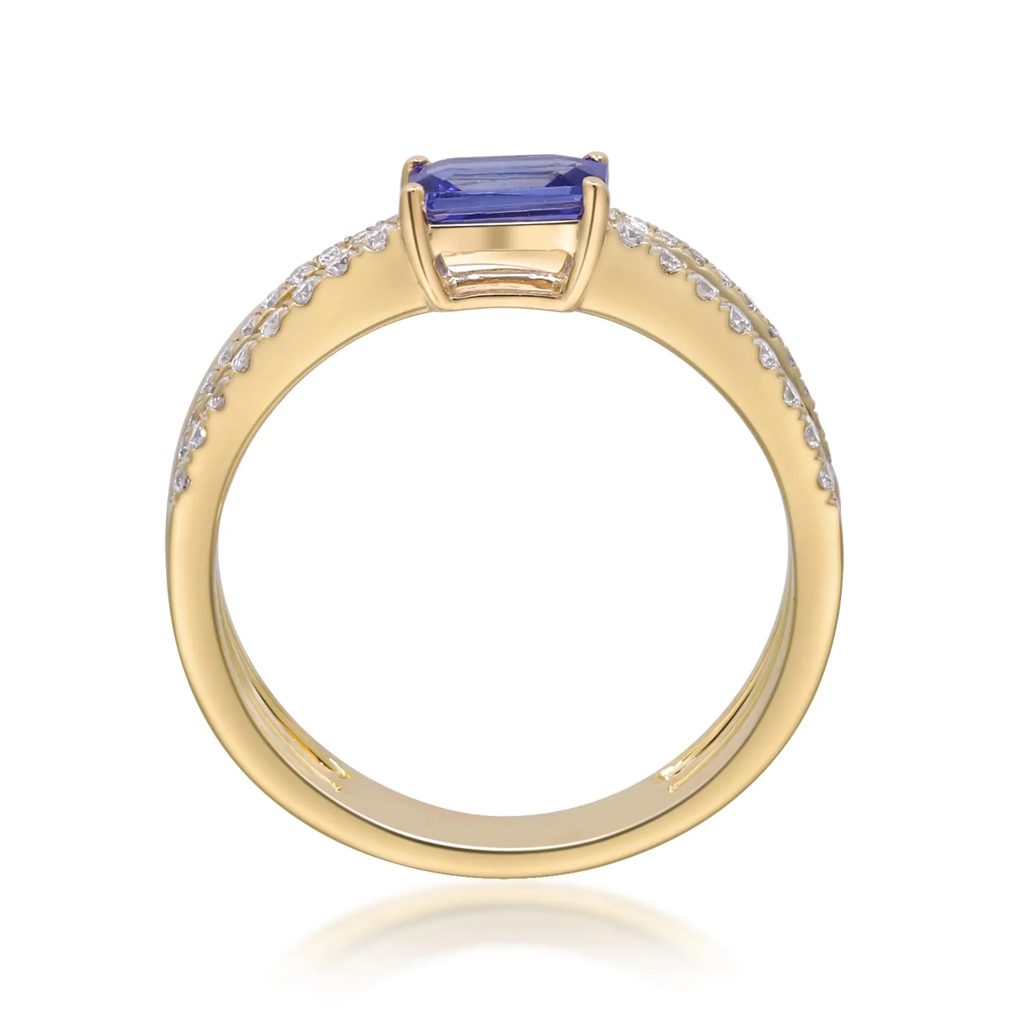 1/4 CT. Tw. Tanzanite and Diamond Crossover Ring 10K Yellow Gold Size 8 2mm - Image 2