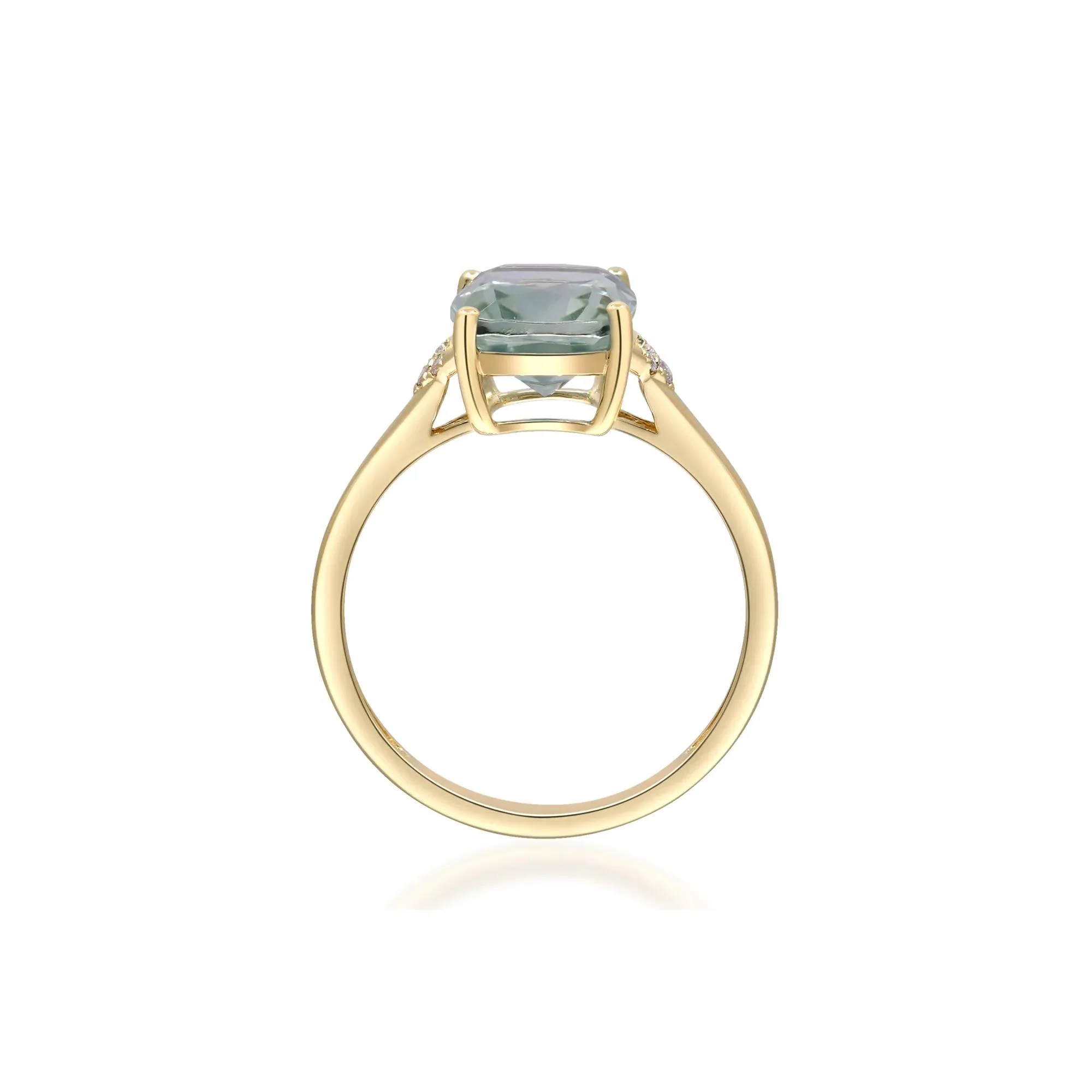 Green Amethyst and Diamond Accent Ring 10K Yellow Gold Size 6 2mm - Image 3