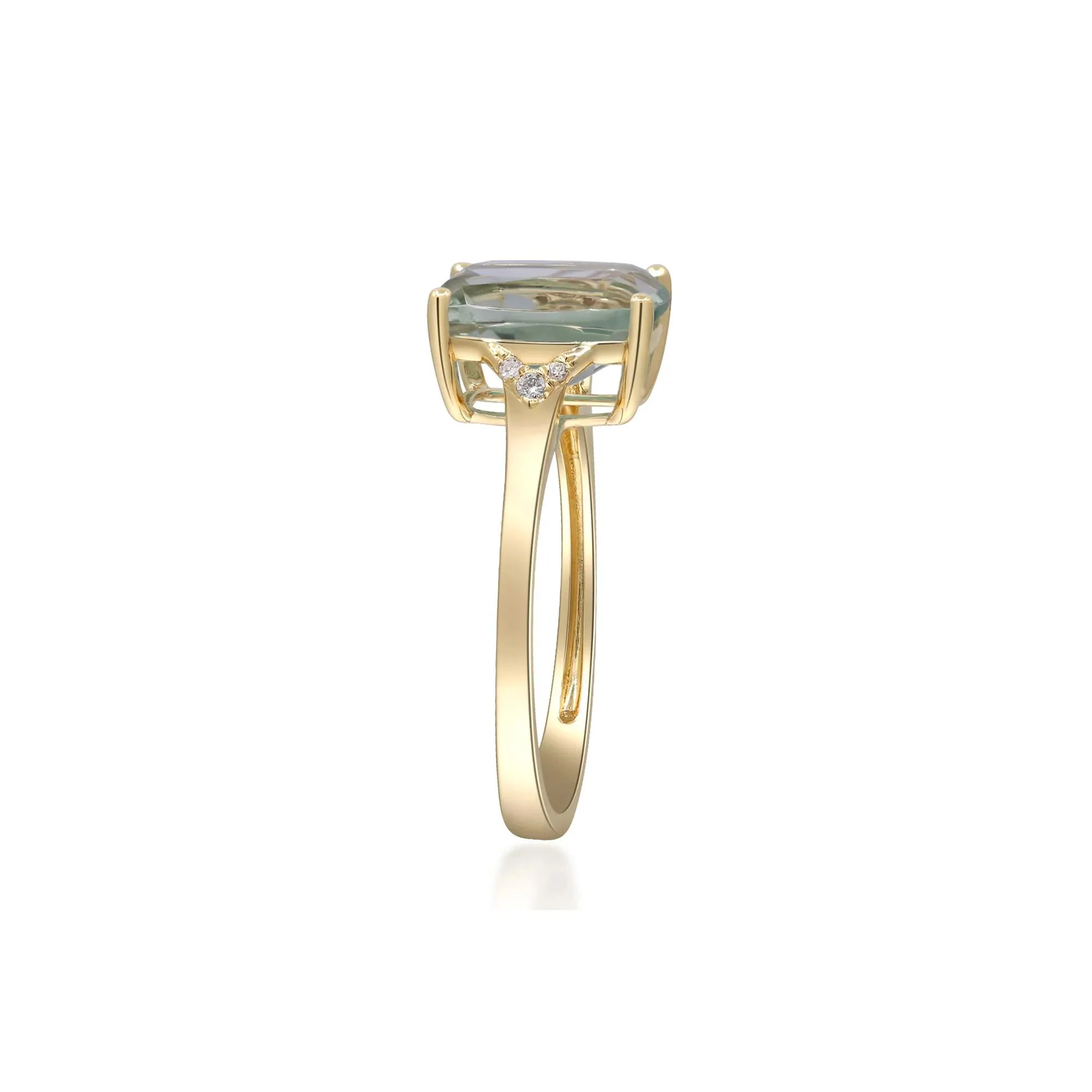 Green Amethyst and Diamond Accent Ring 10K Yellow Gold Size 7.5 2mm - Image 2