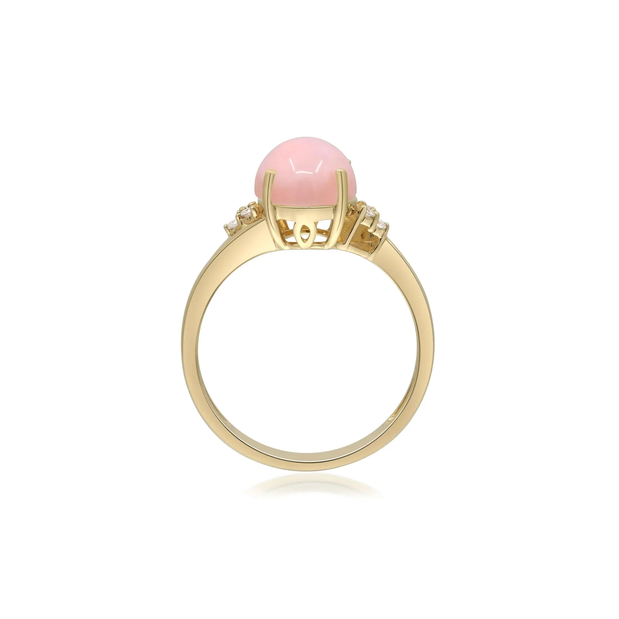 Pink Opal and Diamond Accent Ring 10K Yellow Gold Size 6.5 2mm - Image 2