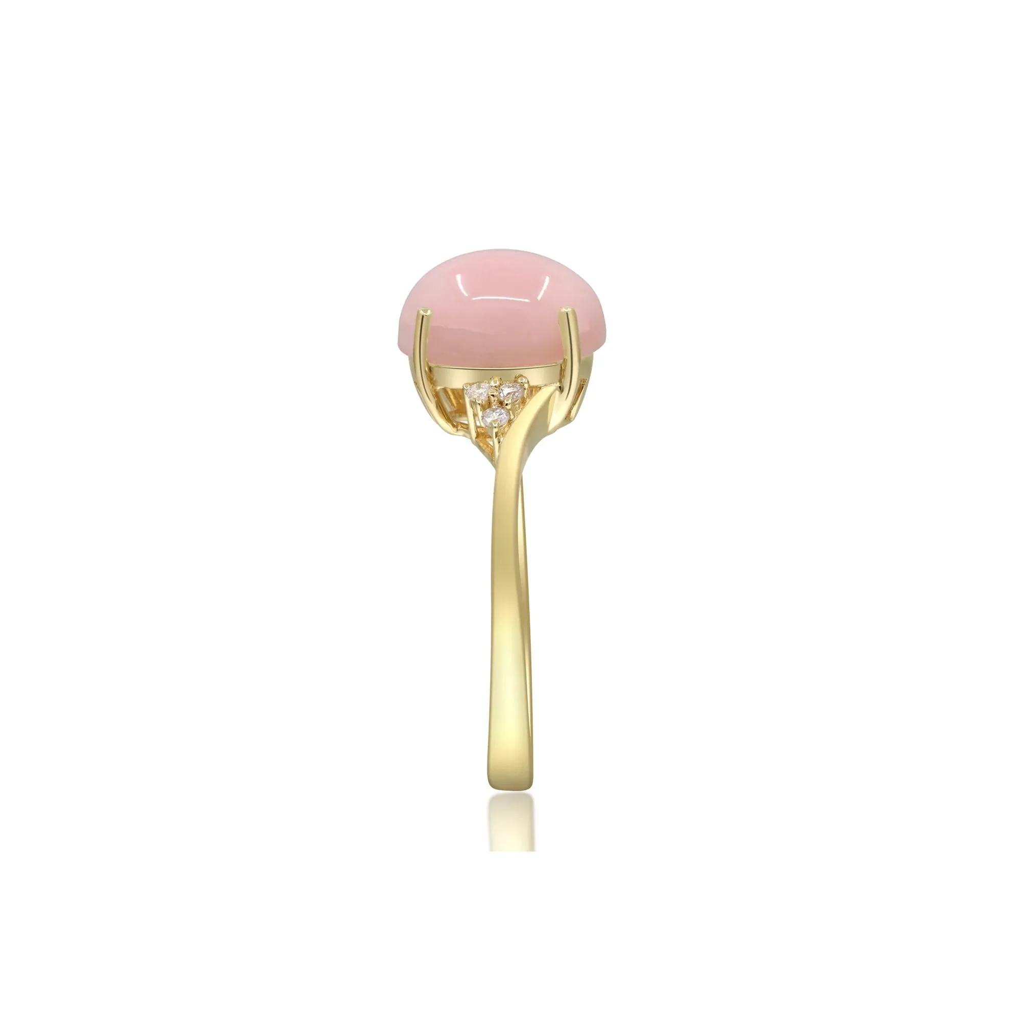 Pink Opal and Diamond Accent Ring 10K Yellow Gold Size 7 2mm - Image 3
