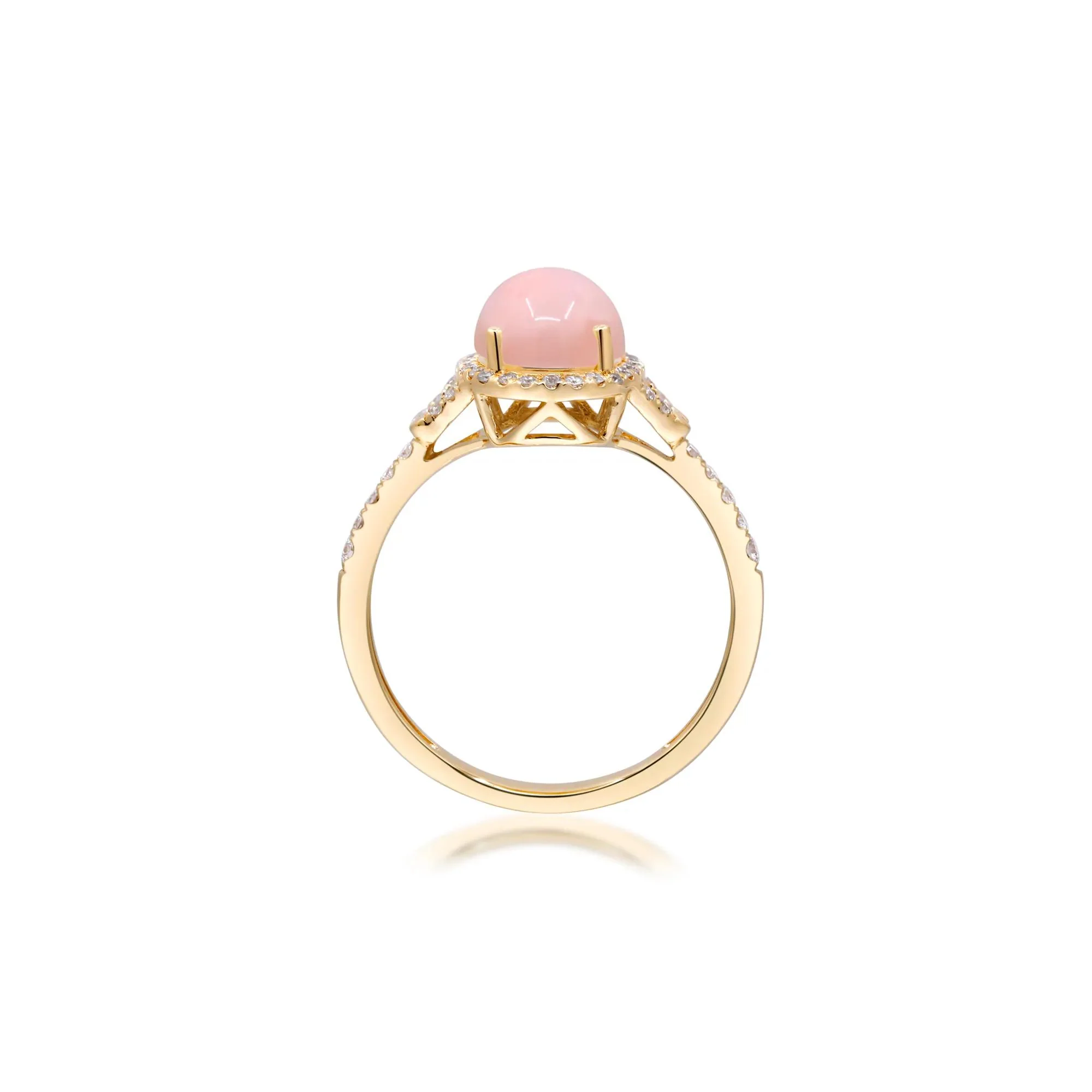 1/4 CT. Tw. Pink Opal and Diamond Halo Ring 10K Yellow Gold Size 6.5 2mm - Image 2