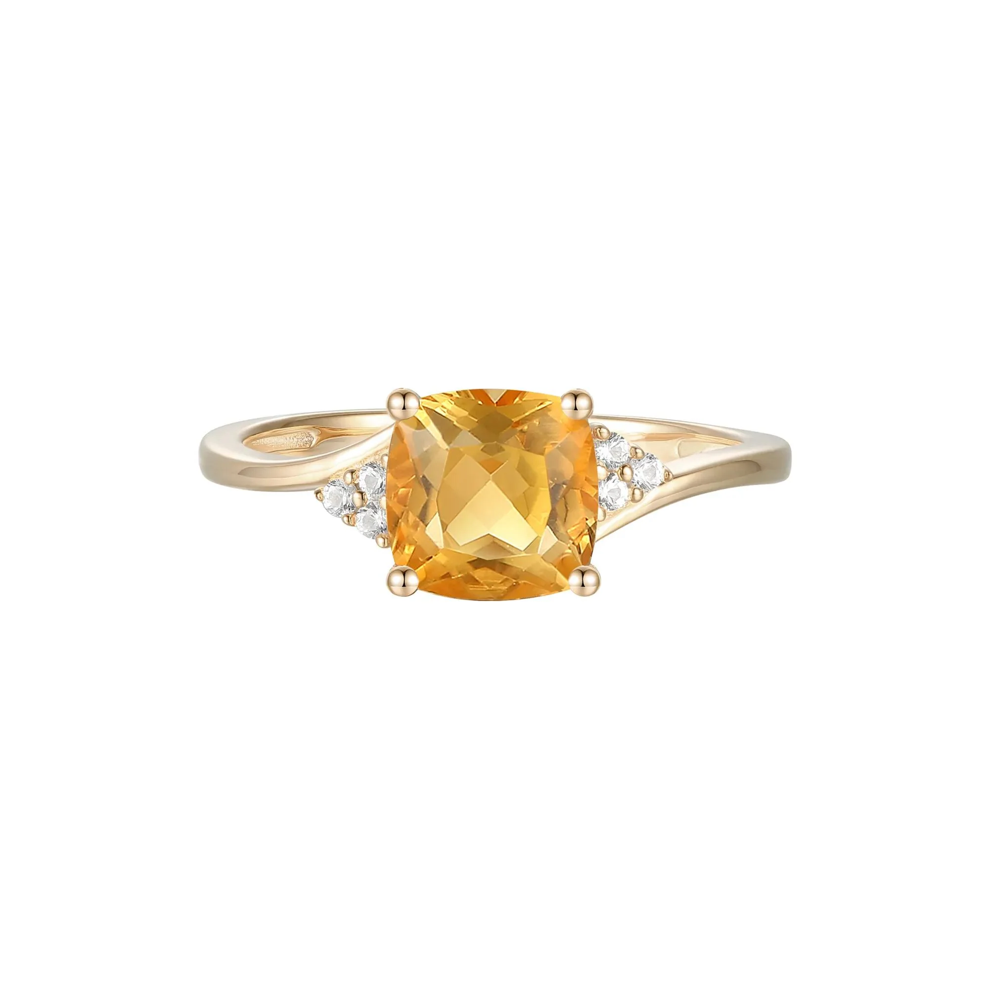 Citrine and Diamond Accent Ring 10K Yellow Gold Size 6.5 1mm - Image 3