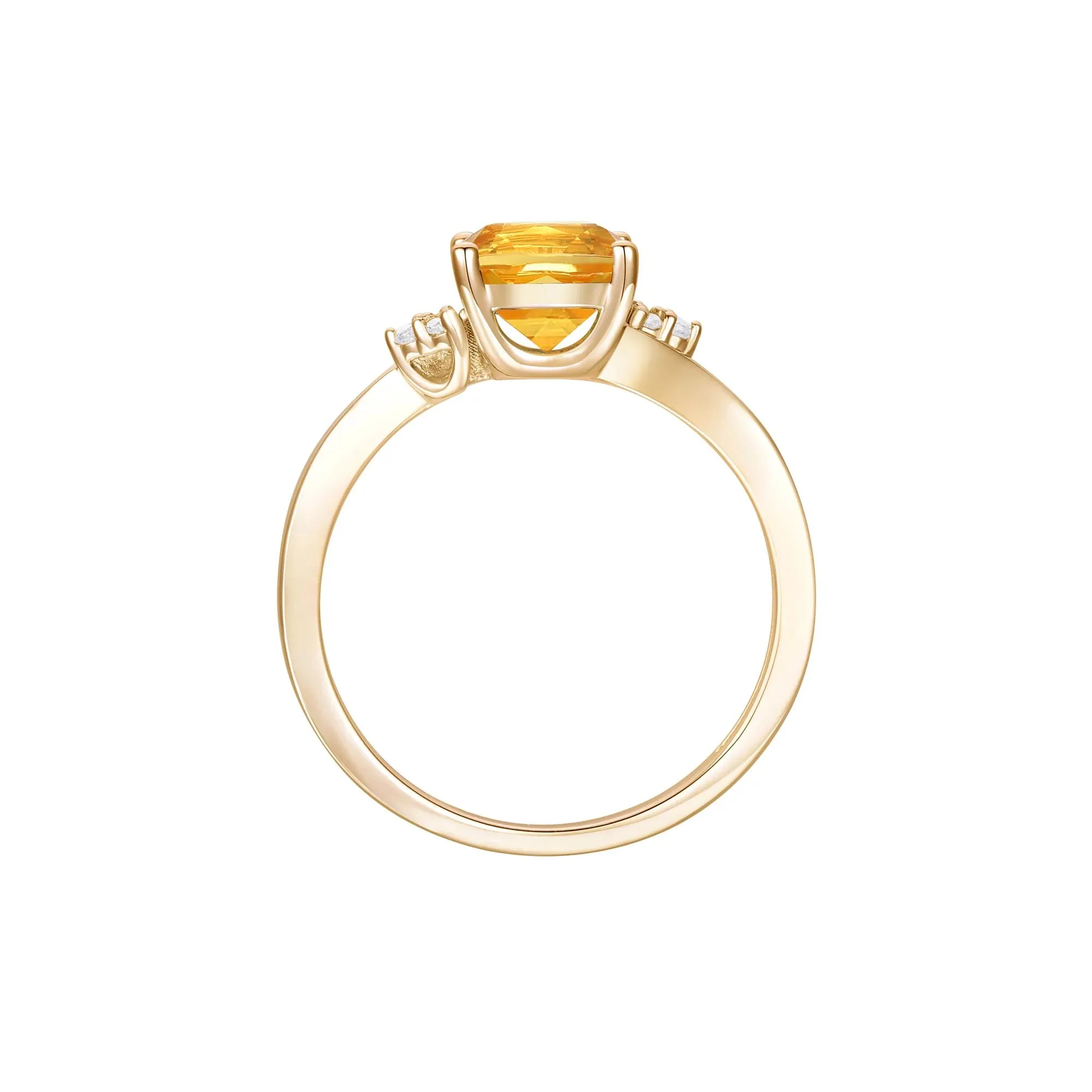 Citrine and Diamond Accent Ring 10K Yellow Gold Size 8.5 1mm