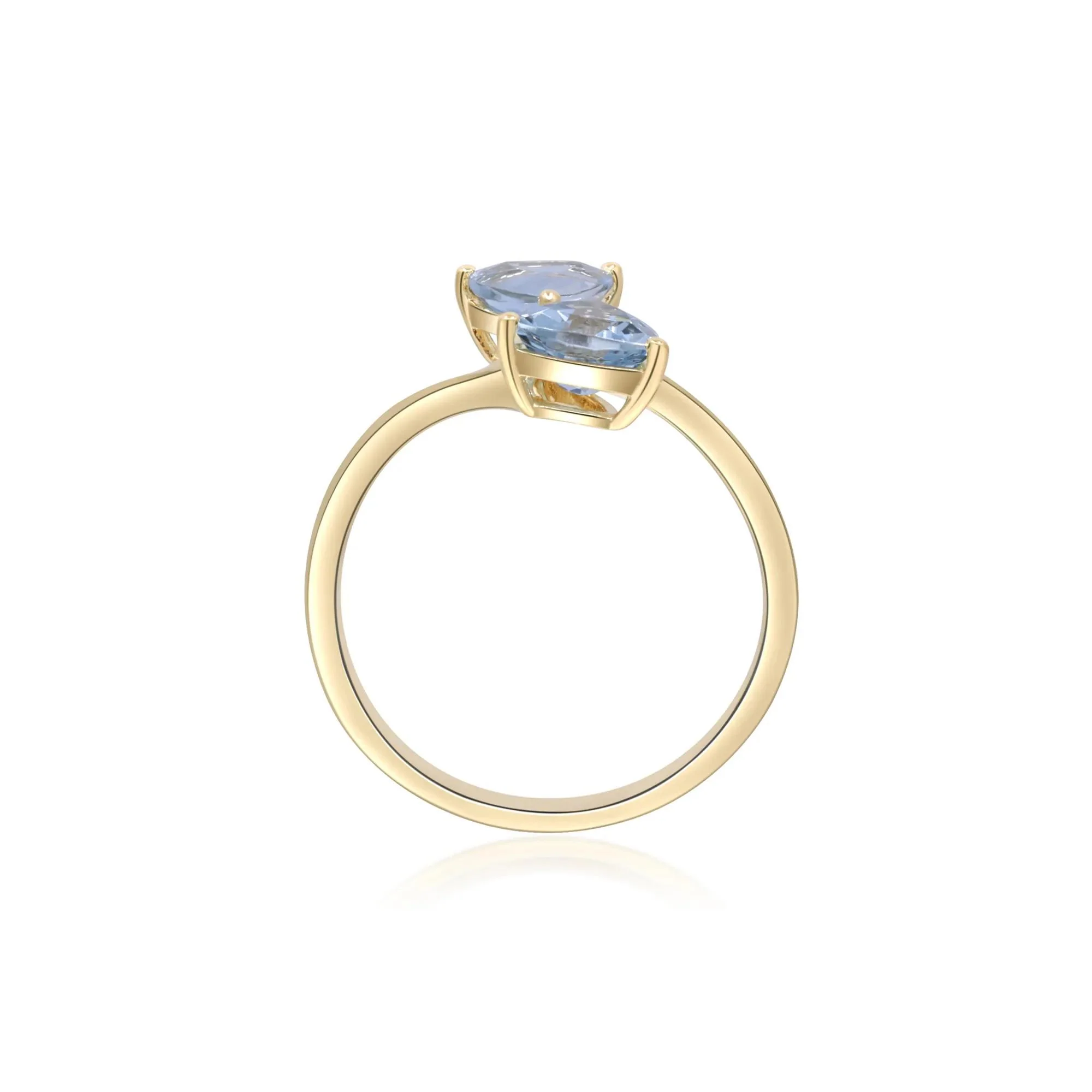 Aquamarine and Diamond Accent Bypass Ring 10K Yellow Gold Size 5.5 2mm - Image 2