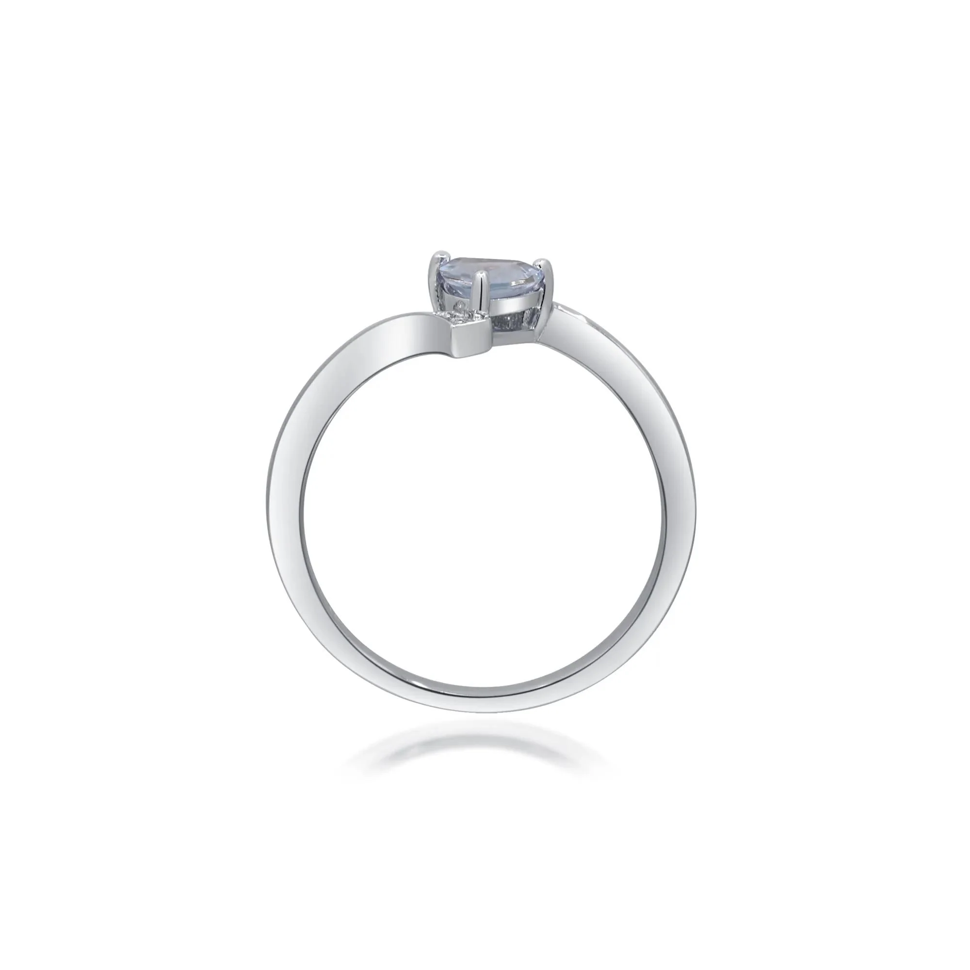 Aquamarine and Diamond Accent Bypass Ring .925 Sterling Silver White Size 8 2mm - Image 2