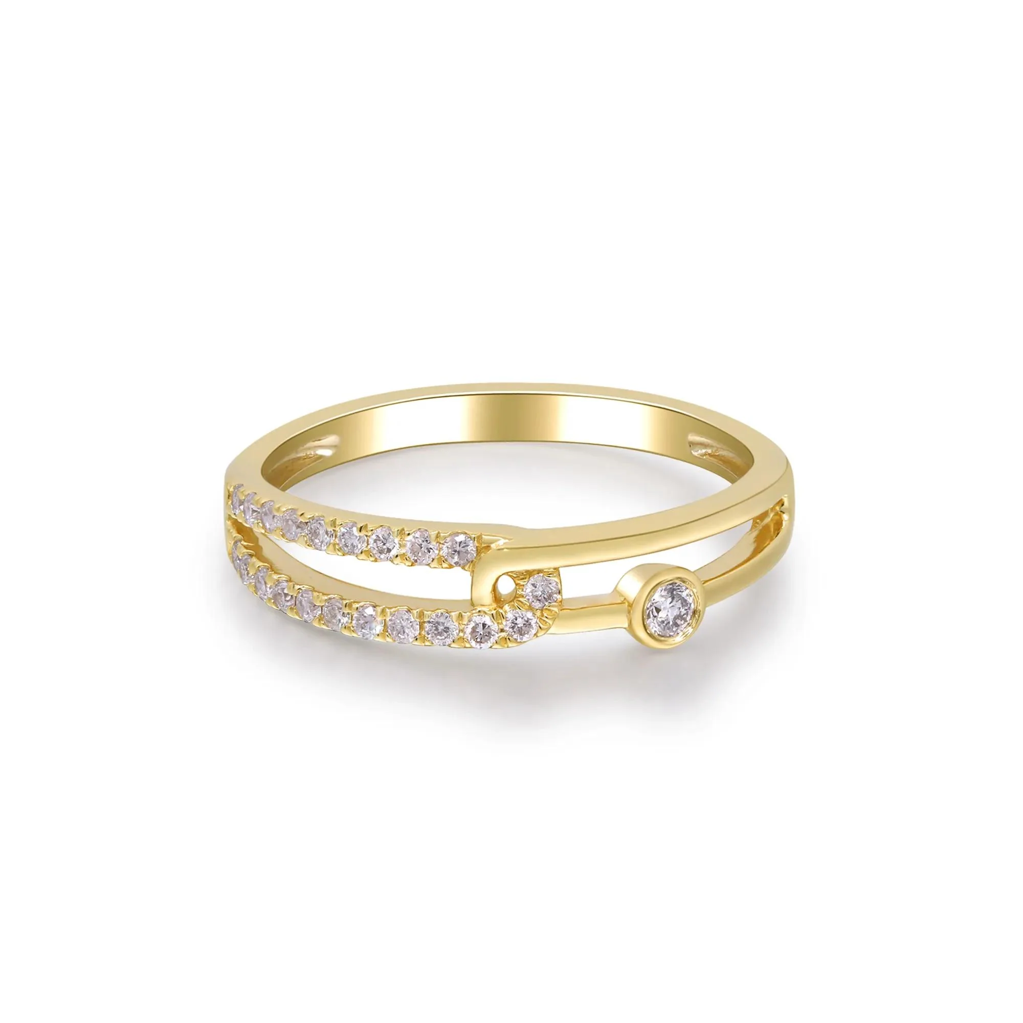1/5 CT. Tw. Diamond Interlocking Ring 10K Yellow Gold Size 6.5 2mm