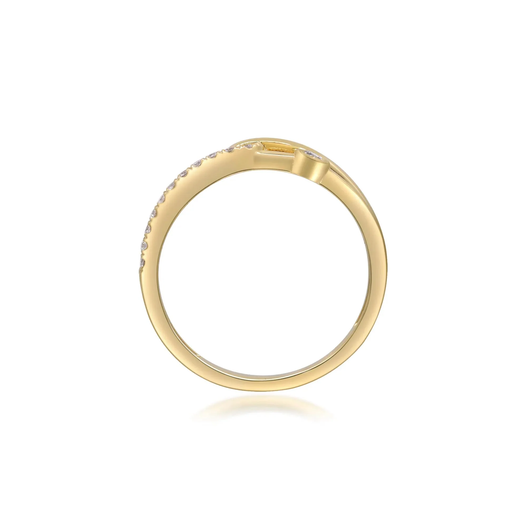 1/5 CT. Tw. Diamond Interlocking Ring 10K Yellow Gold Size 7.5 2mm - Image 5
