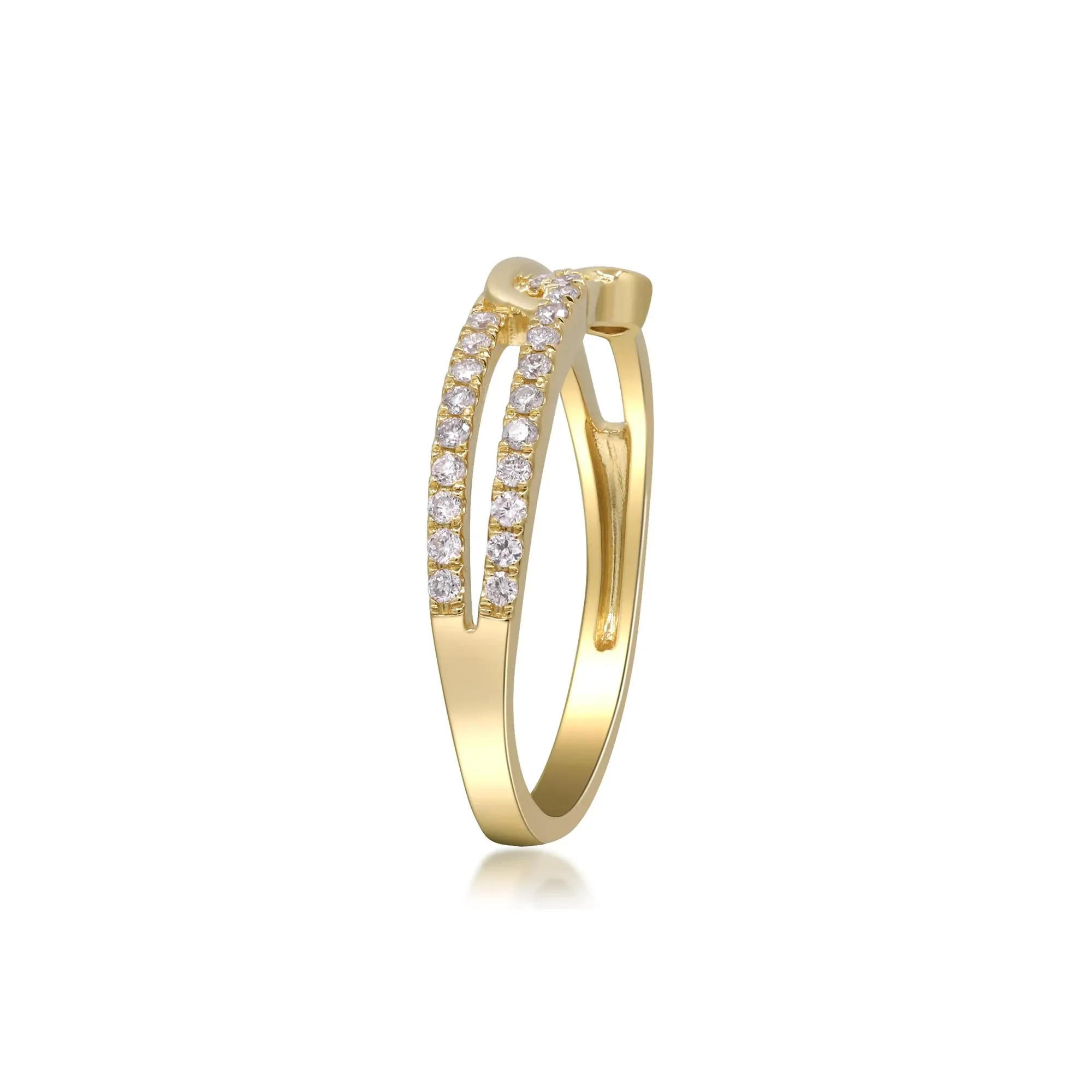 1/5 CT. Tw. Diamond Interlocking Ring 10K Yellow Gold Size 8 2mm - Image 4