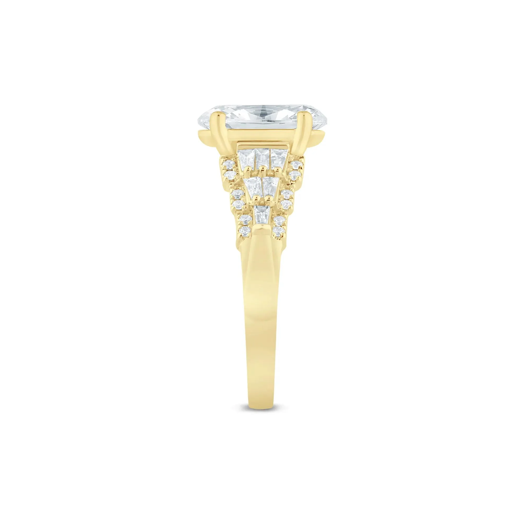 12 CT. Tw. Lab Grown Diamond Oval Engagement Ring 14K Yellow Gold (3 /) Size 6.5 2mm - Image 3