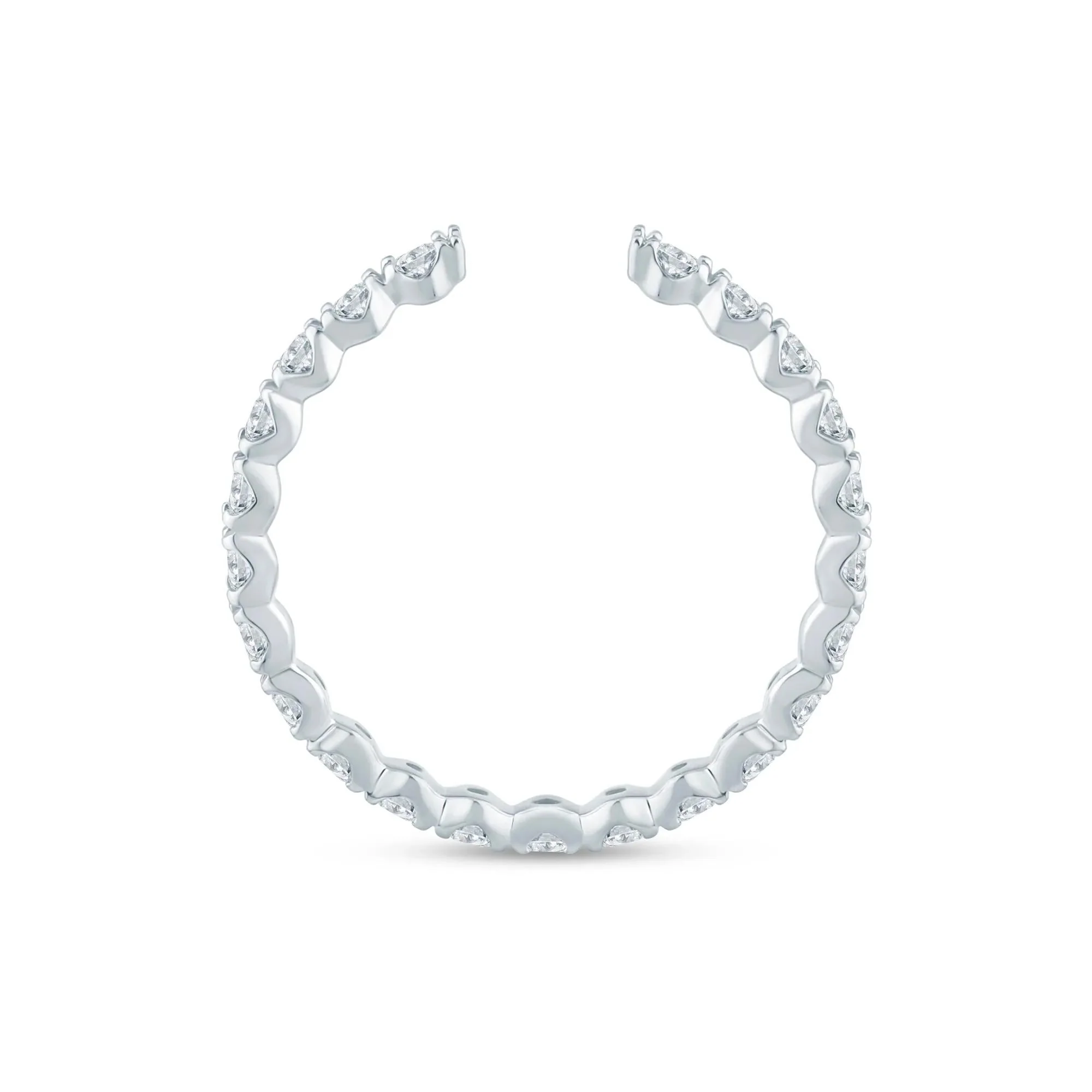 5/8 CT. Tw. Lab Grown Diamond Open Anniversary Band Ring 14K White Gold Round Brilliant Cut Size 7 2mm - Image 2