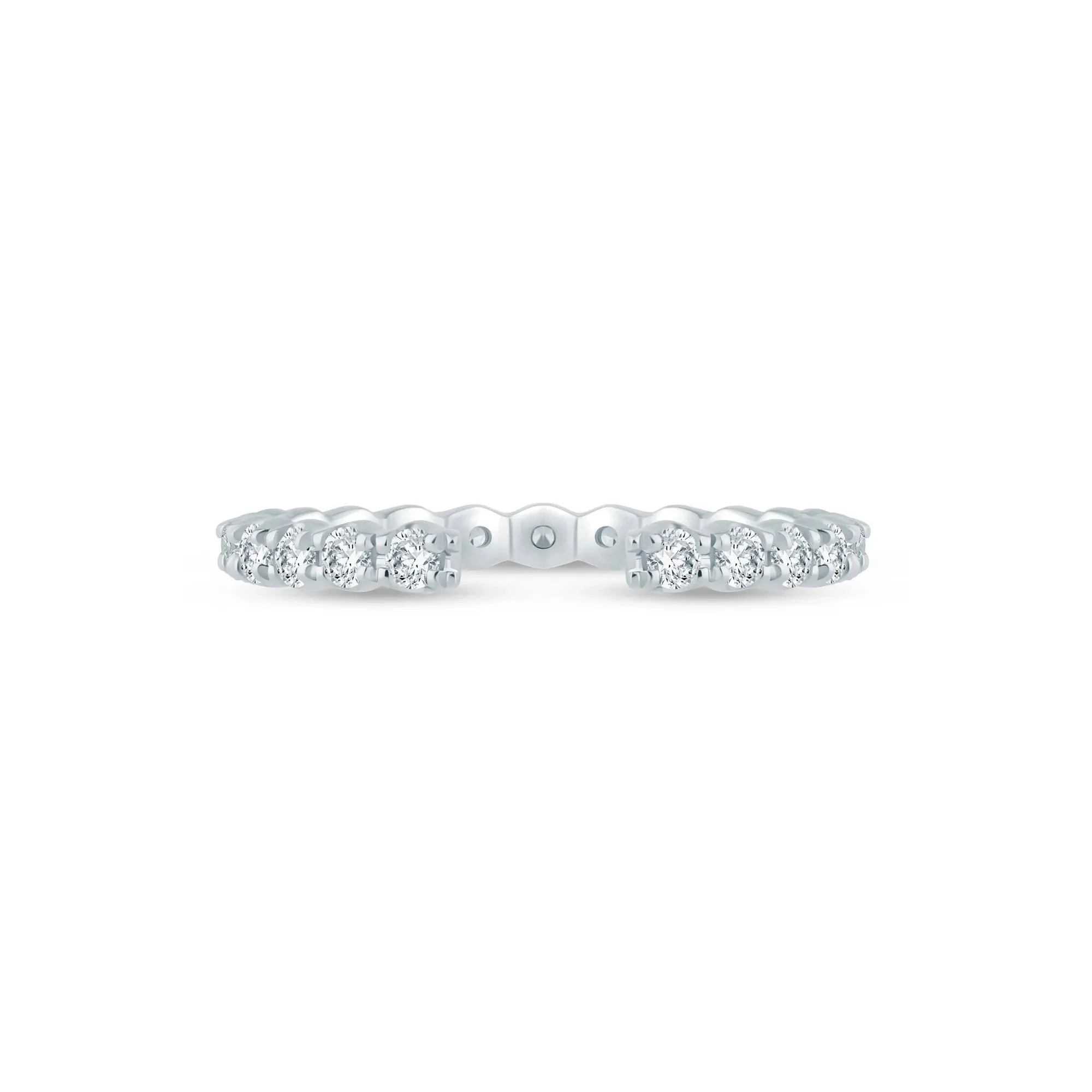 5/8 CT. Tw. Lab Grown Diamond Open Anniversary Band Ring 14K White Gold Round Brilliant Cut Size 8.5 2mm