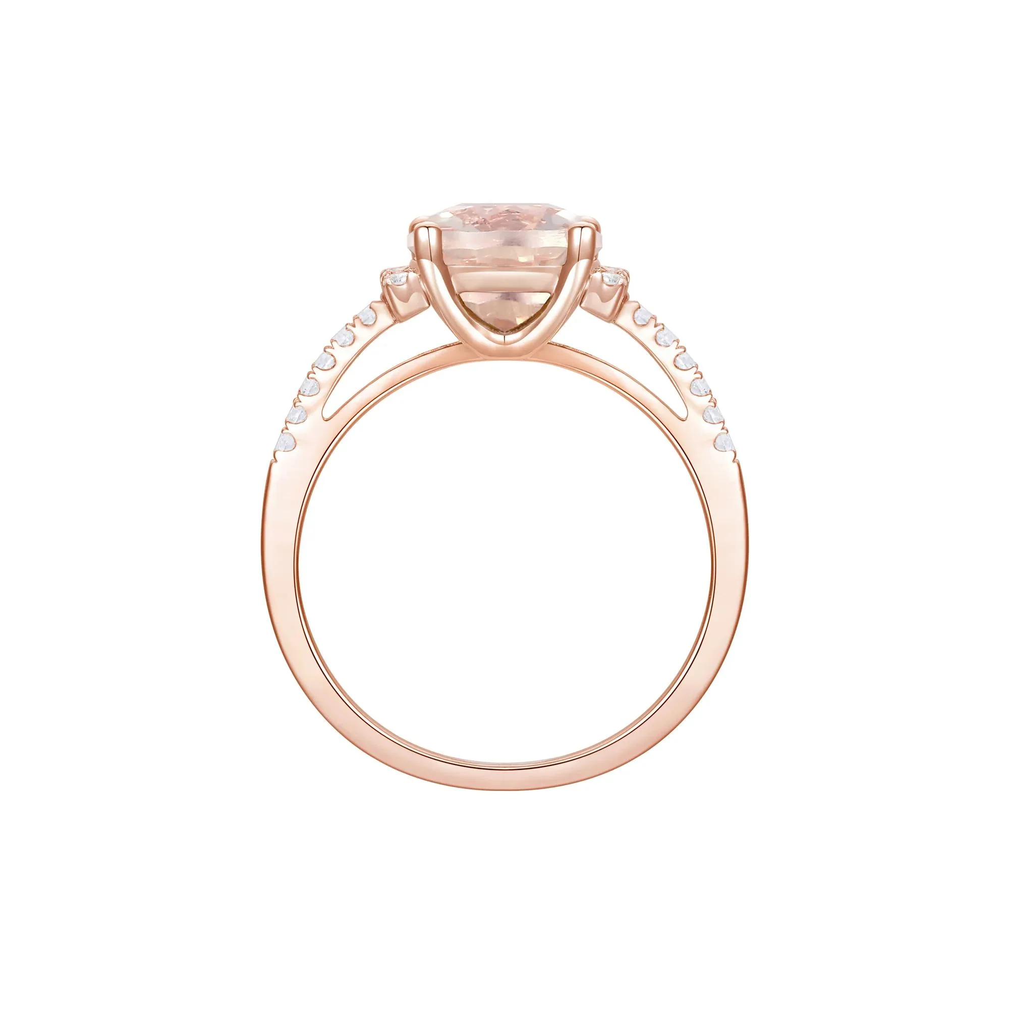 1/7 CT. Tw. Cushion-Cut Morganite and Diamond Ring 10K Rose Gold Round Brilliant Cut Size 6.5 1mm - Image 2