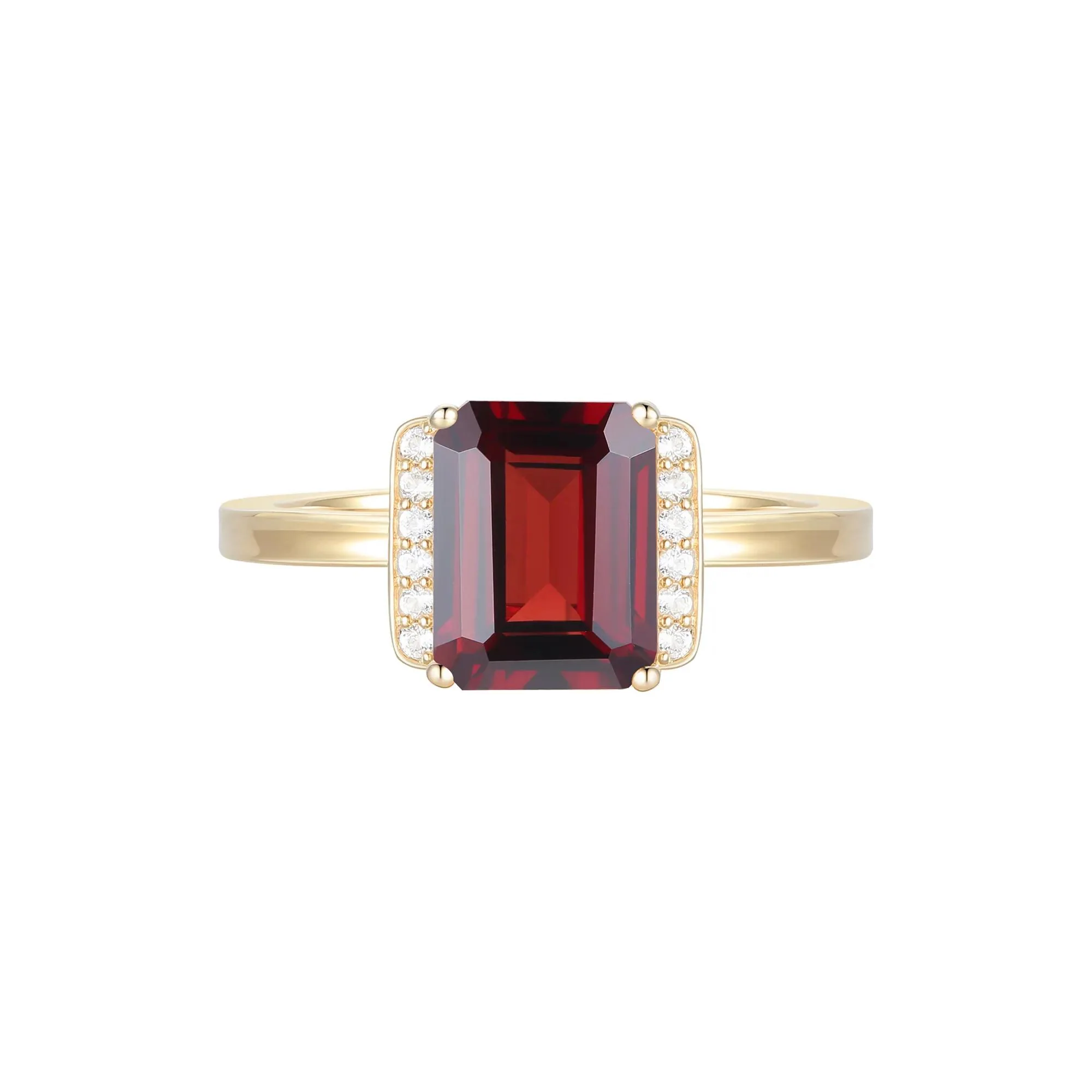 Garnet and Diamond Accent Ring 10K Yellow Gold Size 5 1mm