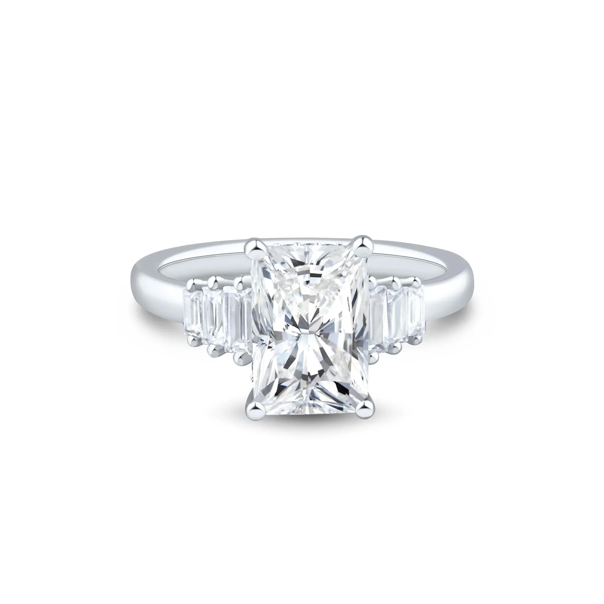 3 1/2 CT. Tw. Lab Grown Radiant-Cut Diamond Engagement Ring 14K White Gold Size 9.5 1.5mm - Image 3