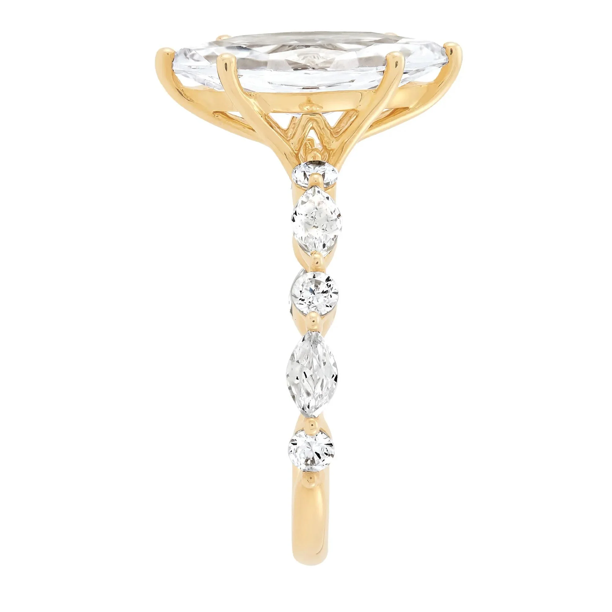3 1/8 CT. Tw. Lab Grown Marquise Diamond Engagement Ring 14K Yellow Gold Size 7.5 1.5mm - Image 2