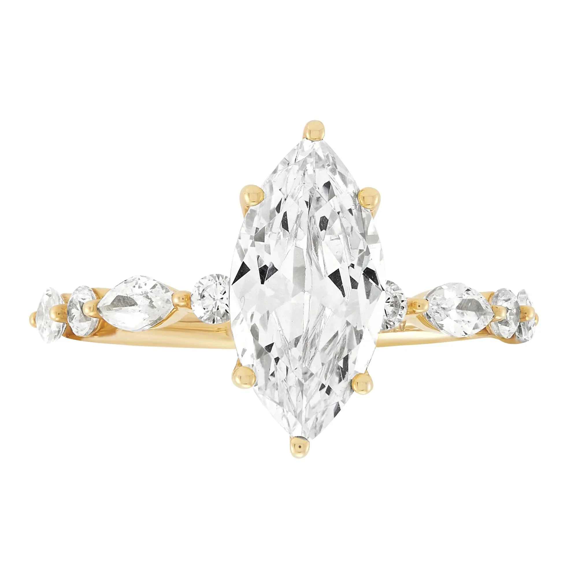 3 1/8 CT. Tw. Lab Grown Marquise Diamond Engagement Ring 14K Yellow Gold Size 8 1.5mm