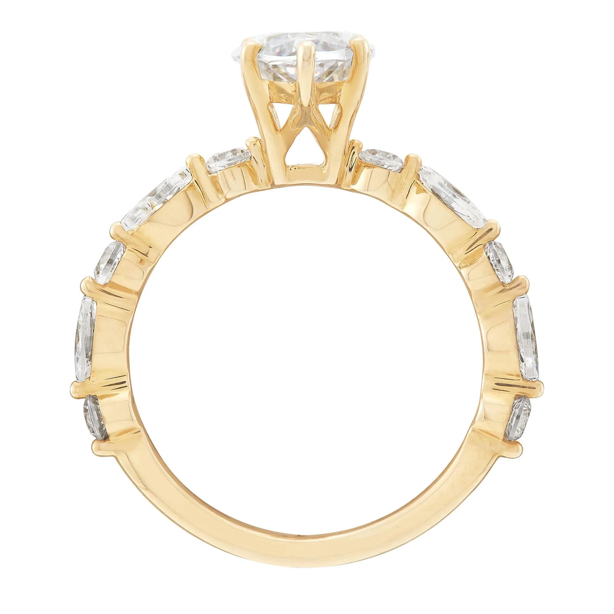 3 1/8 CT. Tw. Lab Grown Marquise Diamond Engagement Ring 14K Yellow Gold Size 8 1.5mm - Image 3
