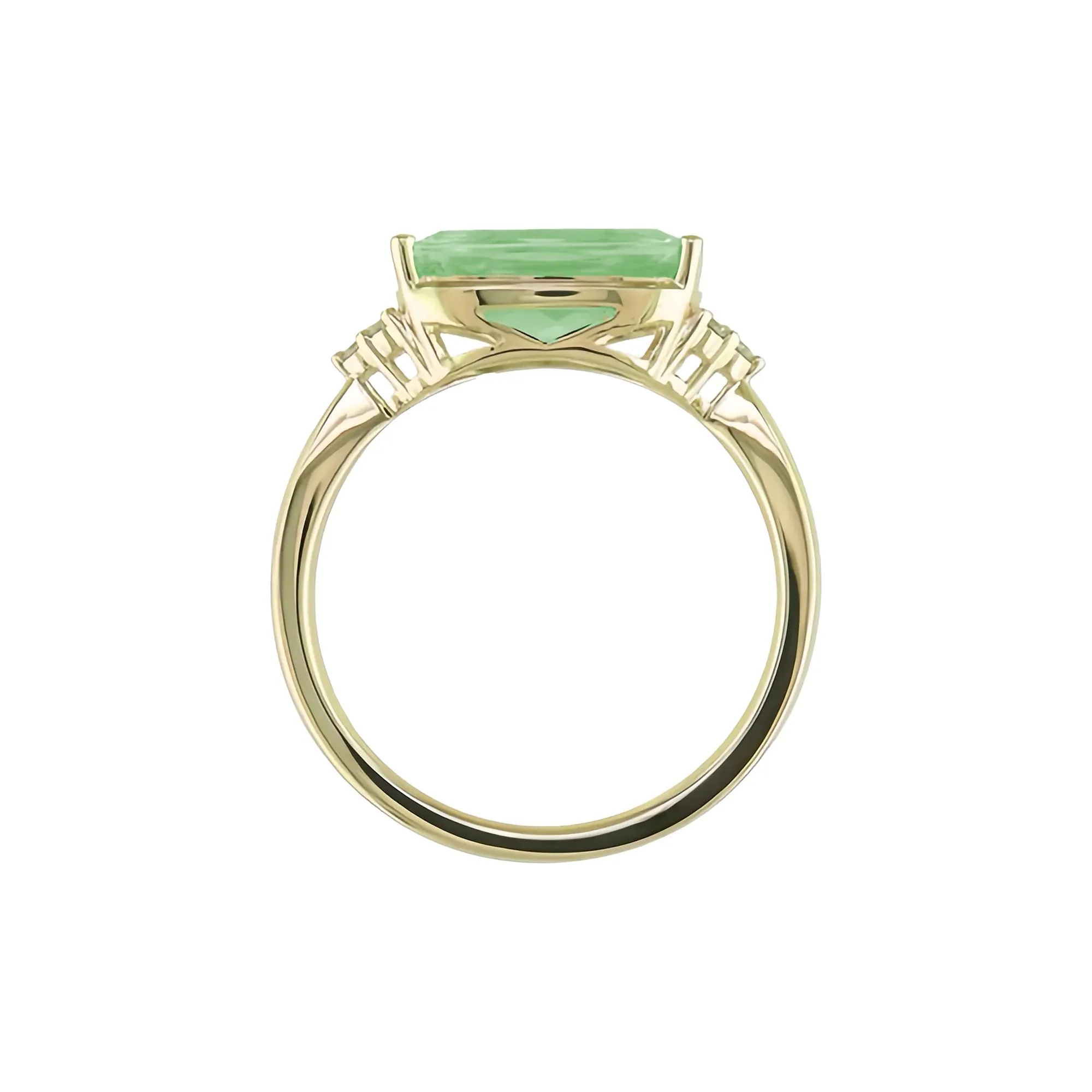 Green Amethyst and Diamond Accent Ring 10K Yellow Gold Size 5 1mm - Image 3