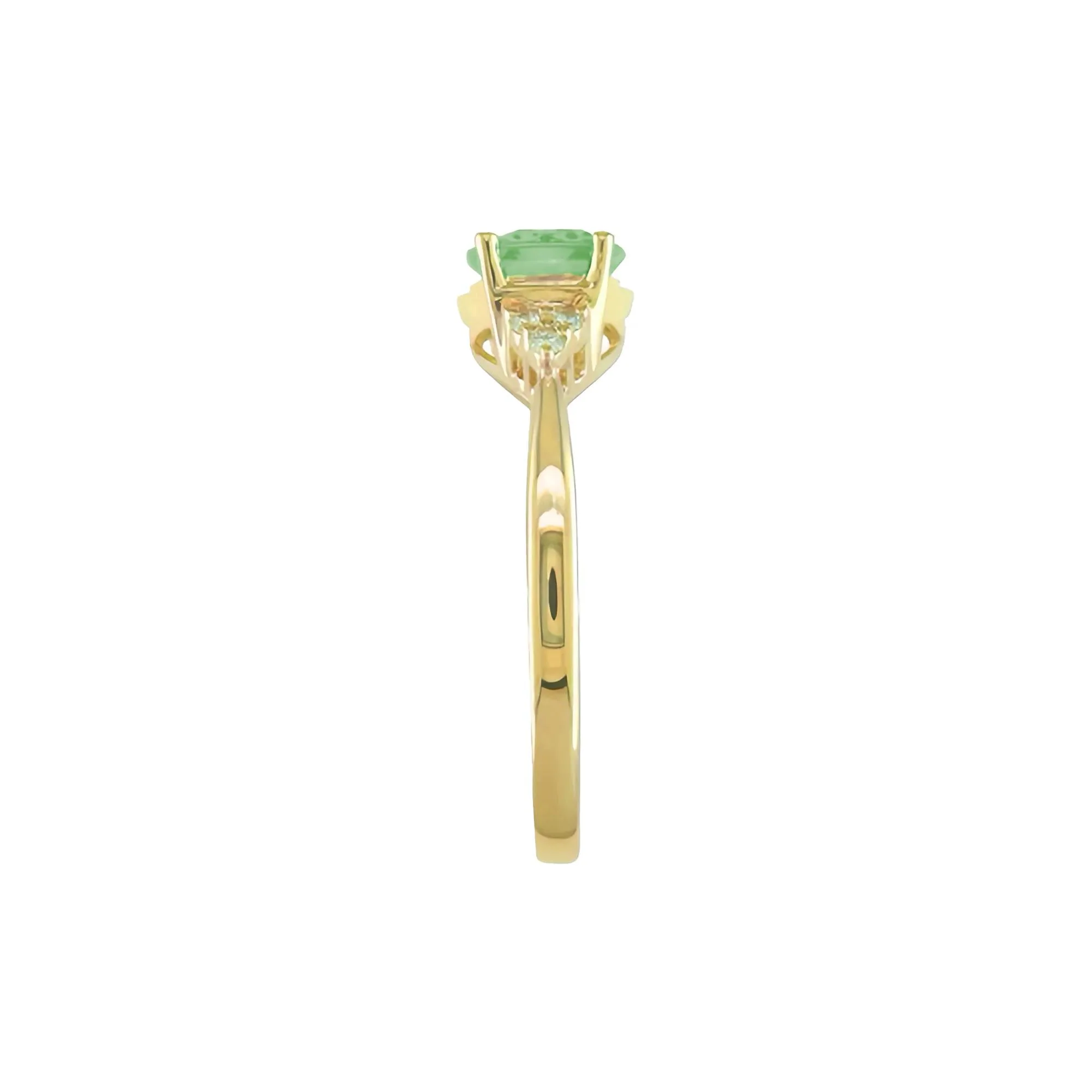 Green Amethyst and Diamond Accent Ring 10K Yellow Gold Size 9 1mm
