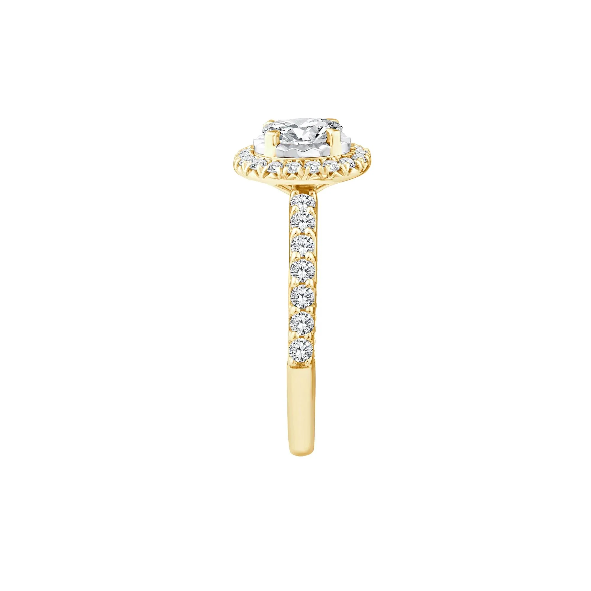 1 CT. Tw. Oval Diamond Halo Engagement Ring 10K Yellow Gold Round Brilliant Cut Size 6 1mm - Image 3