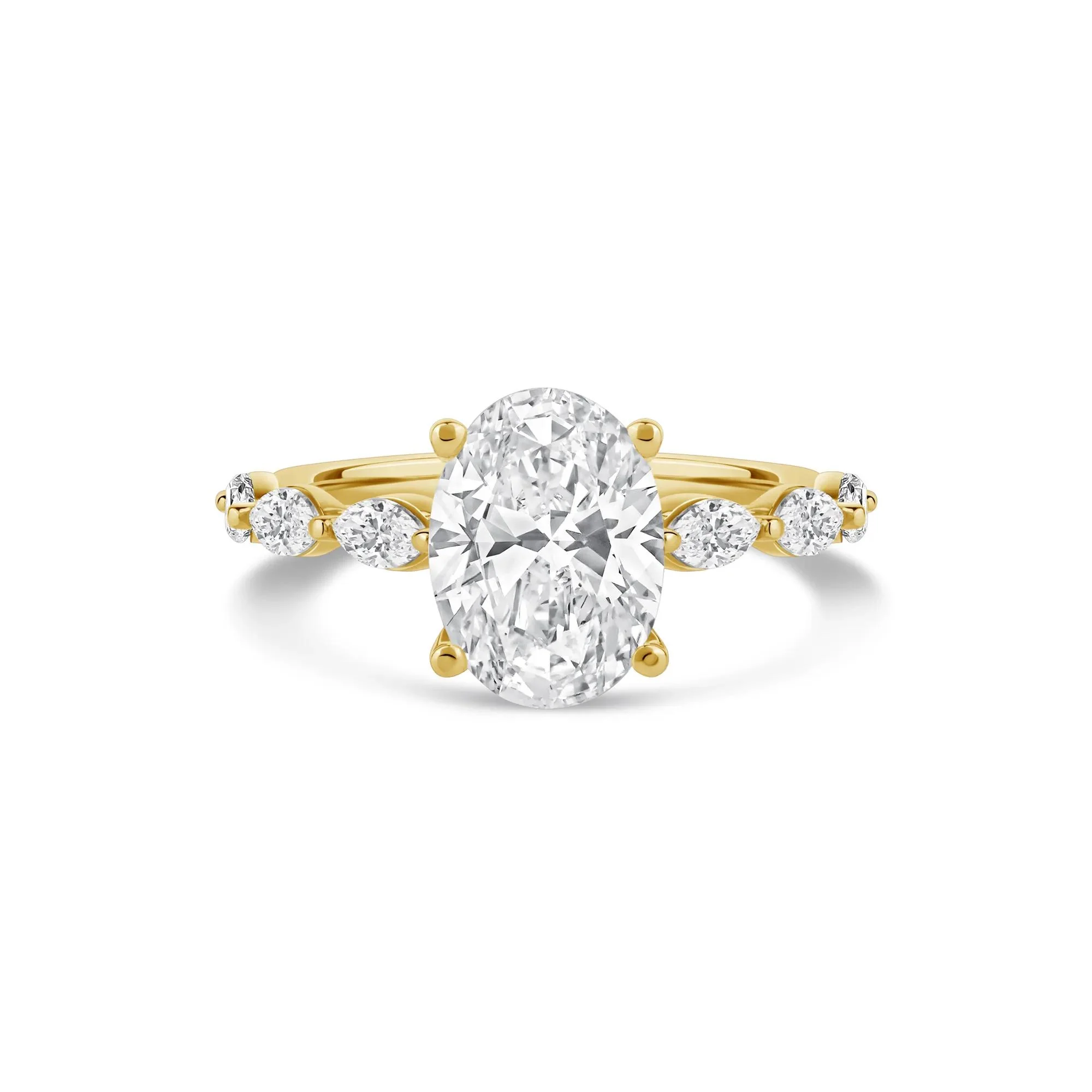 3/4 CT. Tw. Lab Grown Oval Diamond Engagement Ring 14K Yellow Gold Size 9 2mm