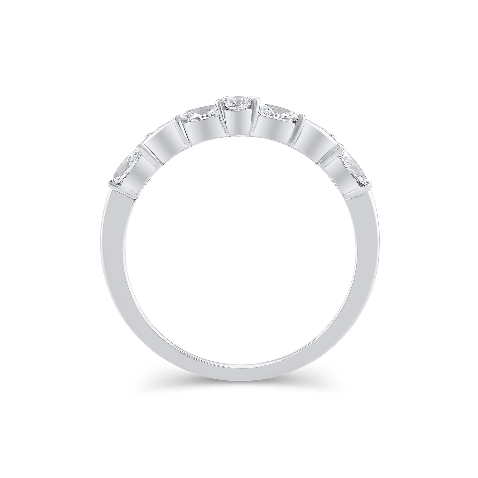 1/3 CT. Tw. Lab Grown Diamond Contour Band Ring 14K White Gold Round Brilliant Cut Size 7.5 - Image 2