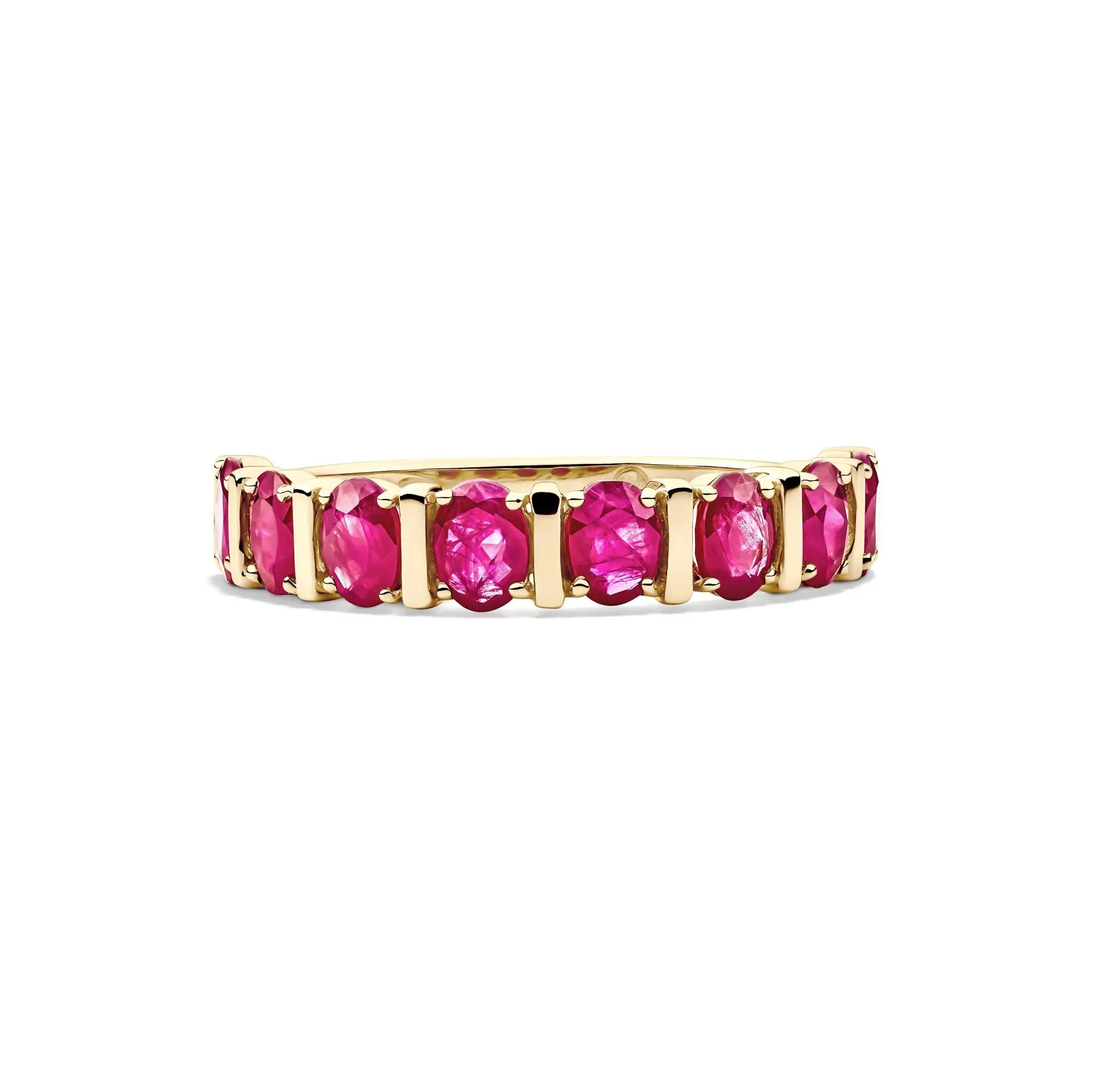 Ruby Faux-Channel Band Ring 10K Yellow Gold Size 7.5 1.5mm