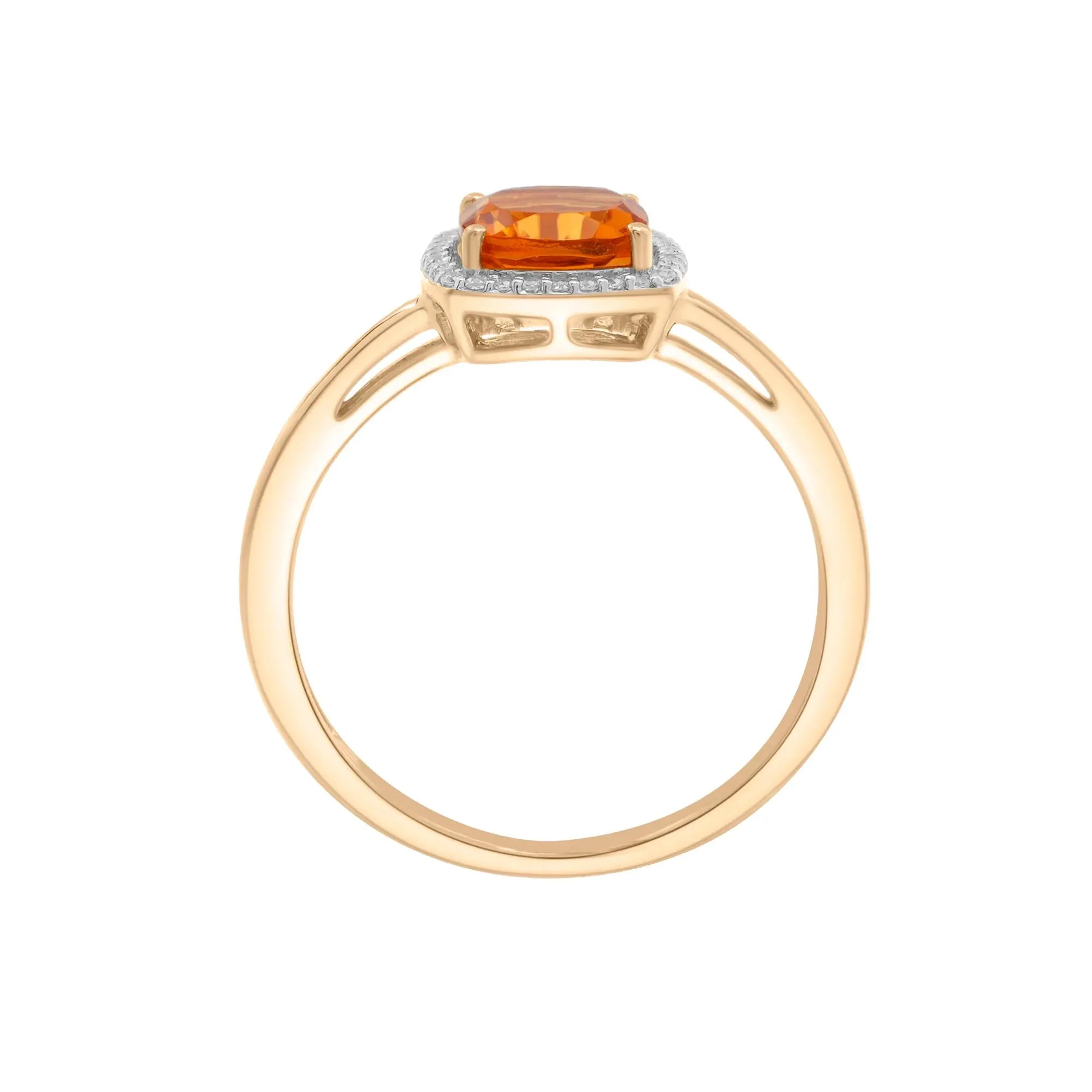 1/10 CT. Tw. Citrine and Diamond Halo Ring 10K Yellow Gold Size 5 1.5mm - Image 3