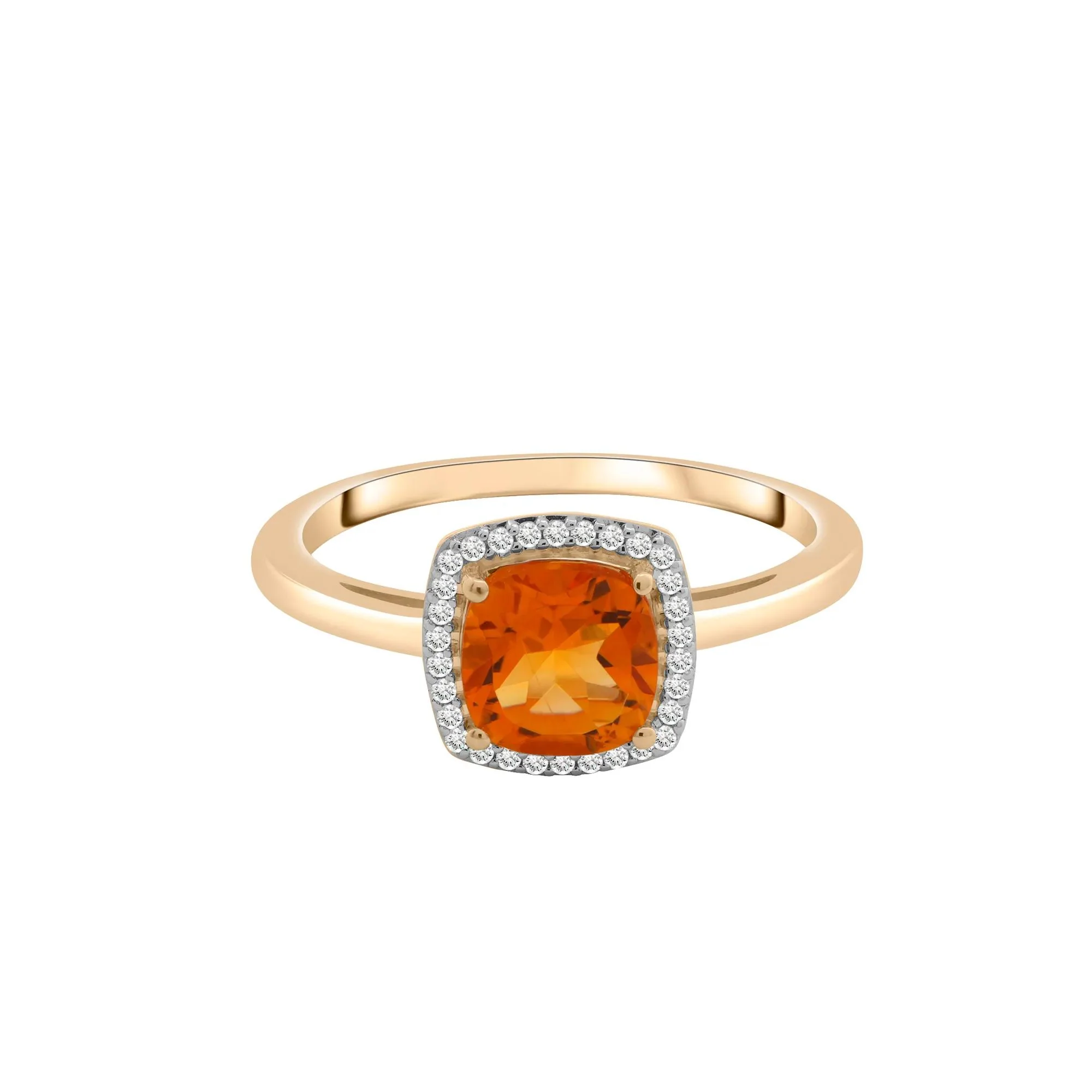 1/10 CT. Tw. Citrine and Diamond Halo Ring 10K Yellow Gold Size 5.5 1.5mm