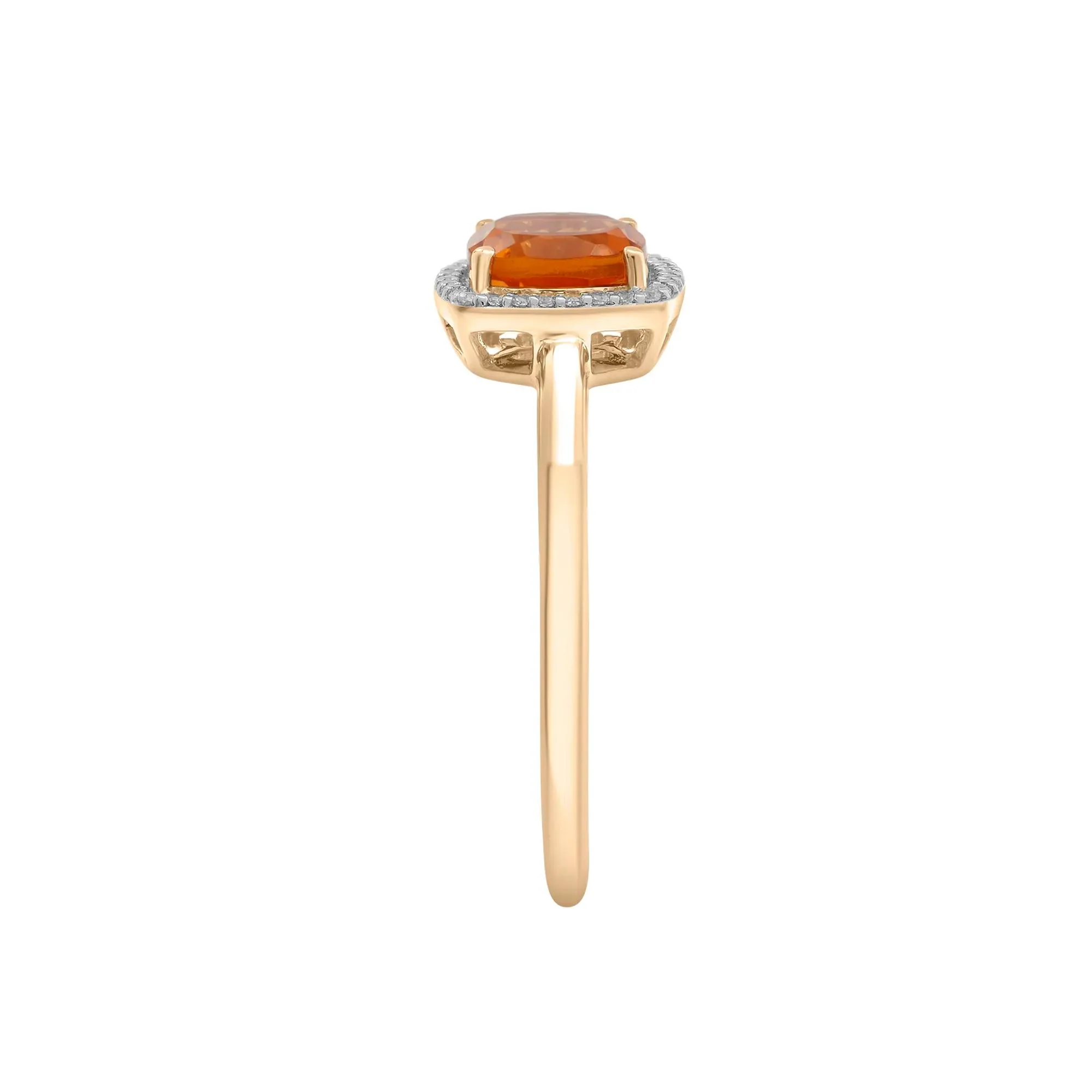 1/10 CT. Tw. Citrine and Diamond Halo Ring 10K Yellow Gold Size 6.5 1.5mm - Image 2