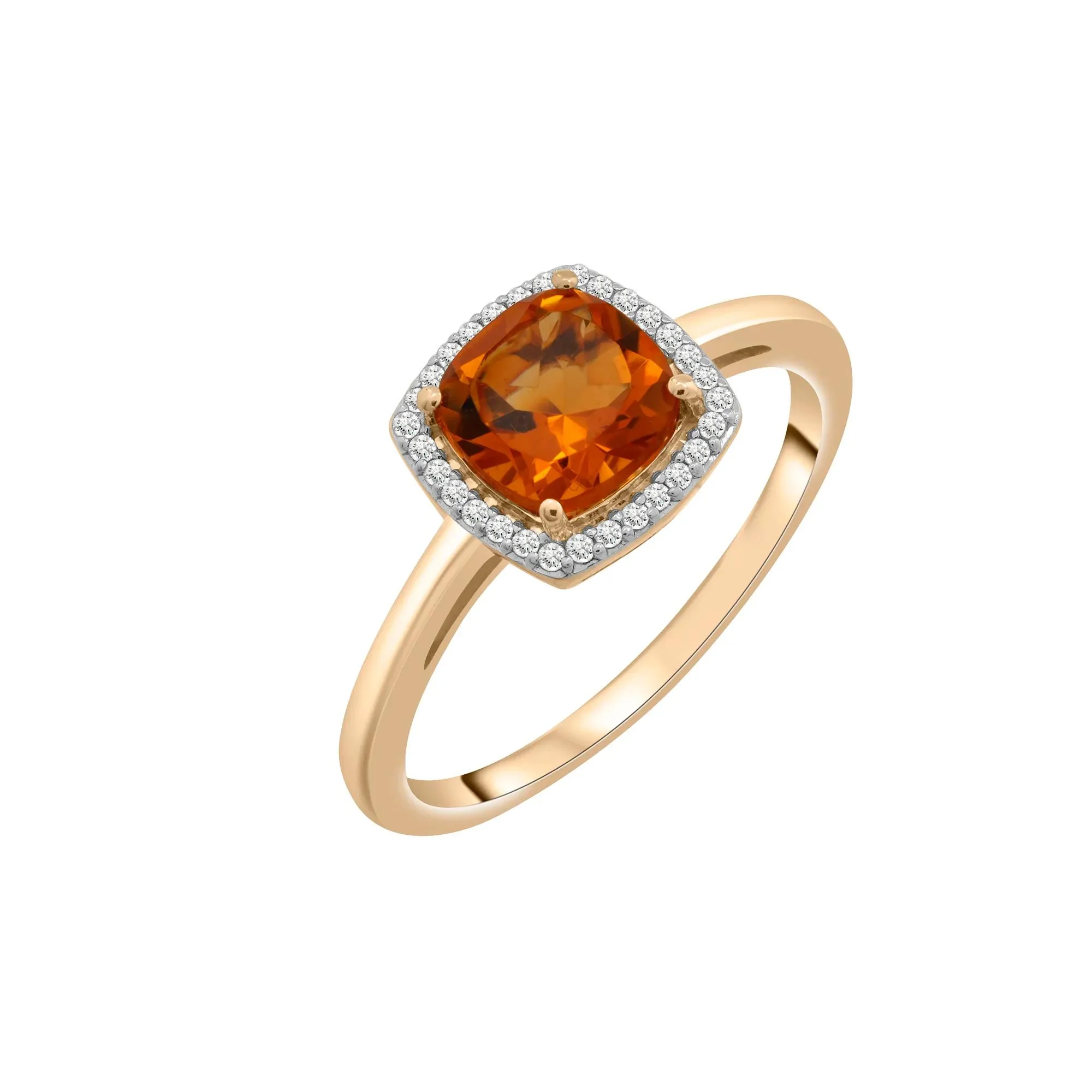 1/10 CT. Tw. Citrine and Diamond Halo Ring 10K Yellow Gold Size 7 1.5mm - Image 5