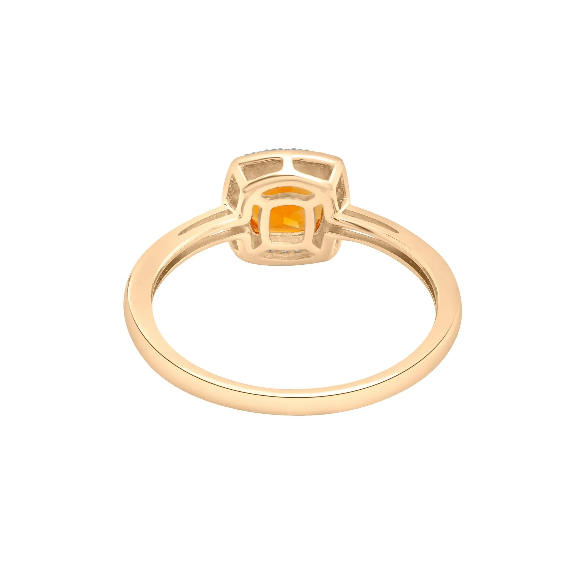 1/10 CT. Tw. Citrine and Diamond Halo Ring 10K Yellow Gold Size 8 1.5mm - Image 4