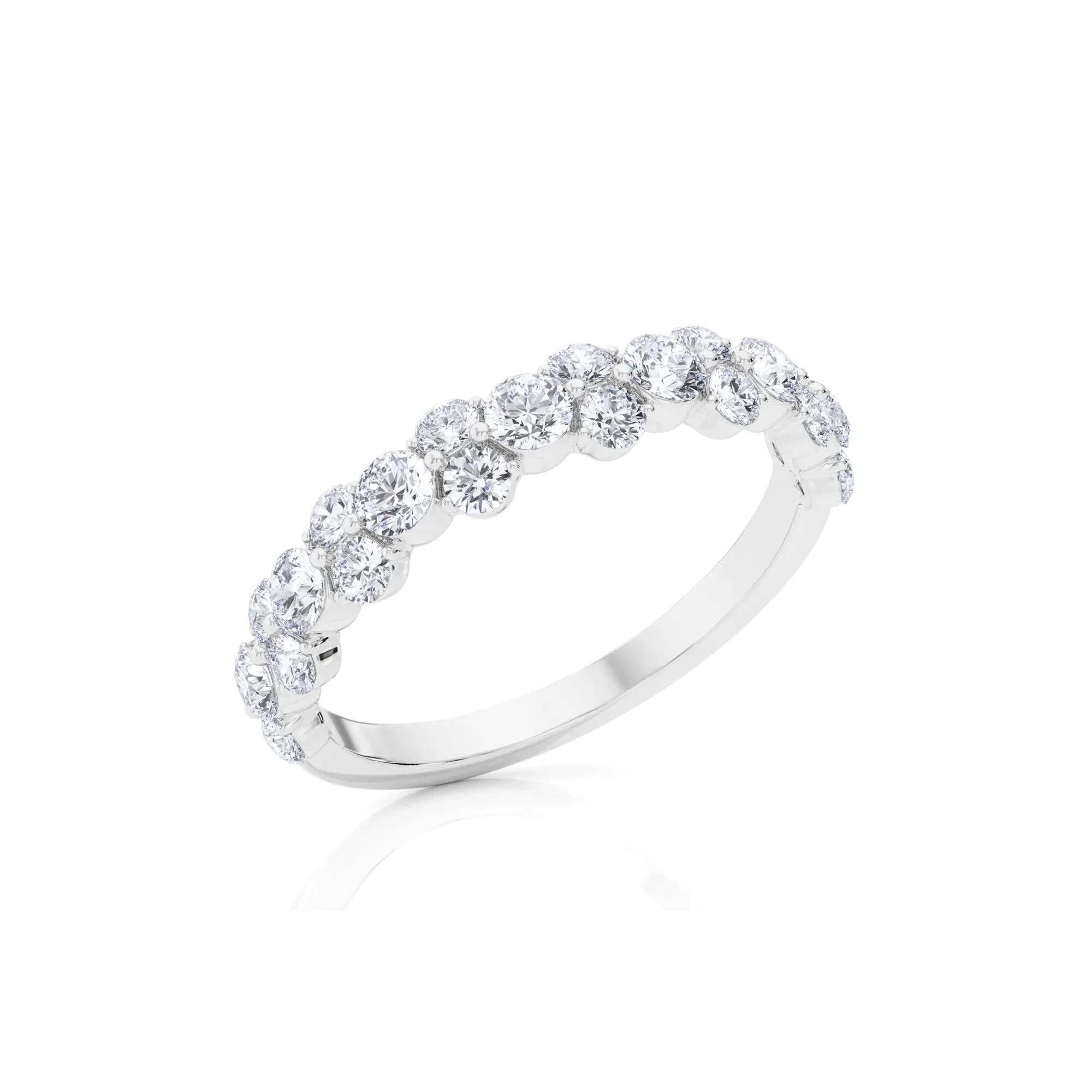 1 CT. Tw. Lab Grown Diamond Anniversary Band Ring 14K White Gold Round Brilliant Cut Size 6.5 4mm - Image 2
