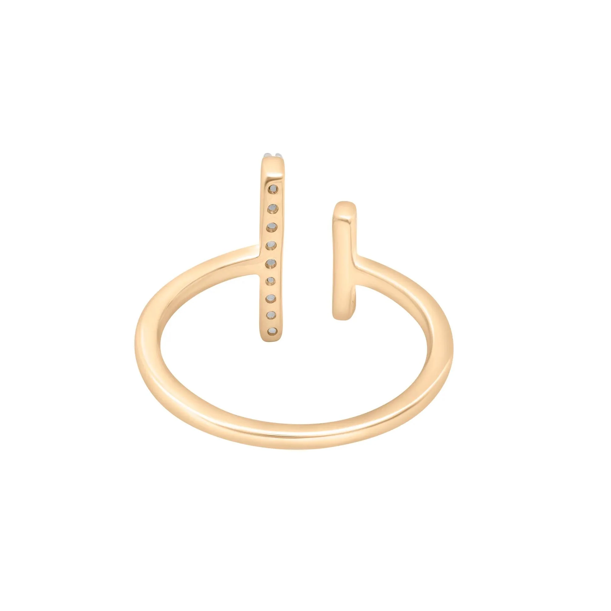 1/10 CT. Tw. Open Diamond Bar Ring 10K Yellow Gold Round Brilliant Cut Size 6 1.5mm - Image 3