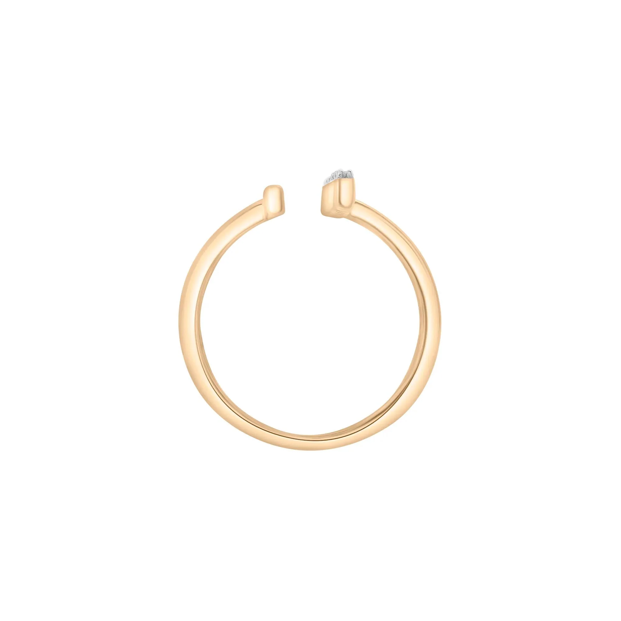 1/10 CT. Tw. Open Diamond Bar Ring 10K Yellow Gold Round Brilliant Cut Size 6.5 1.5mm - Image 2