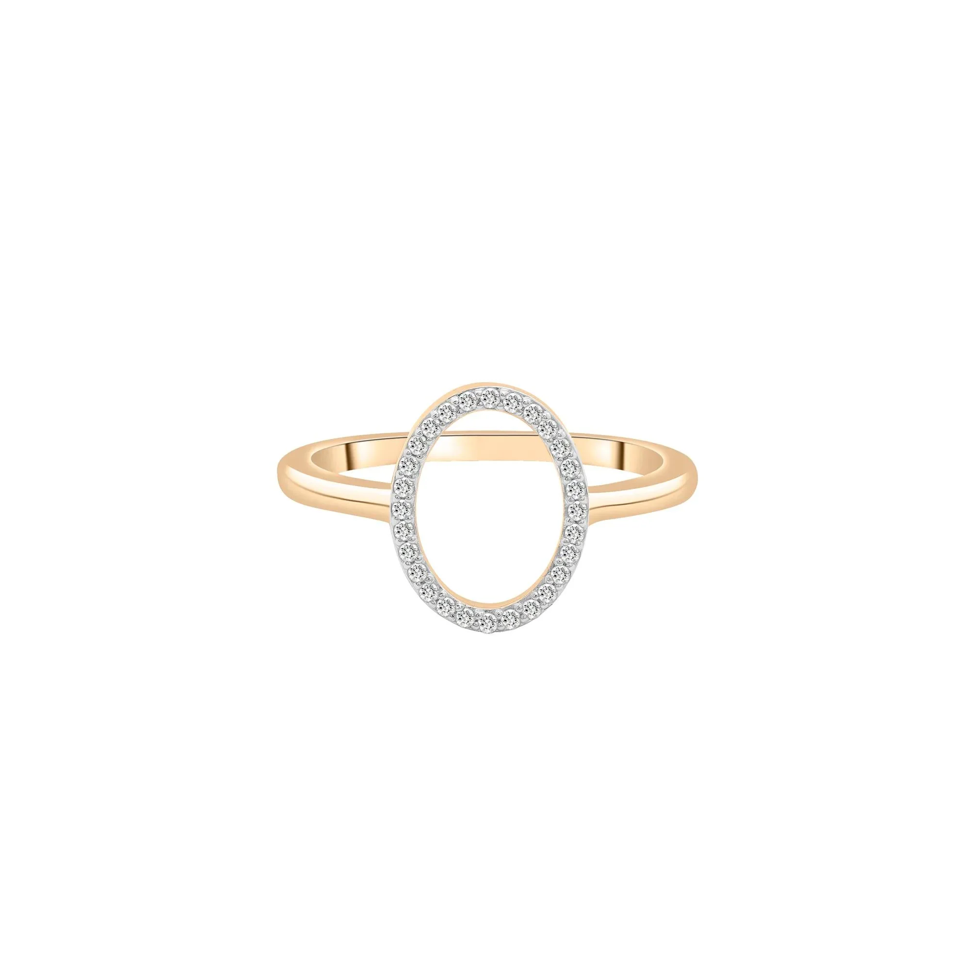 1/10 CT. Tw. Diamond Open Oval Ring 10K Yellow Gold Size 6 1mm