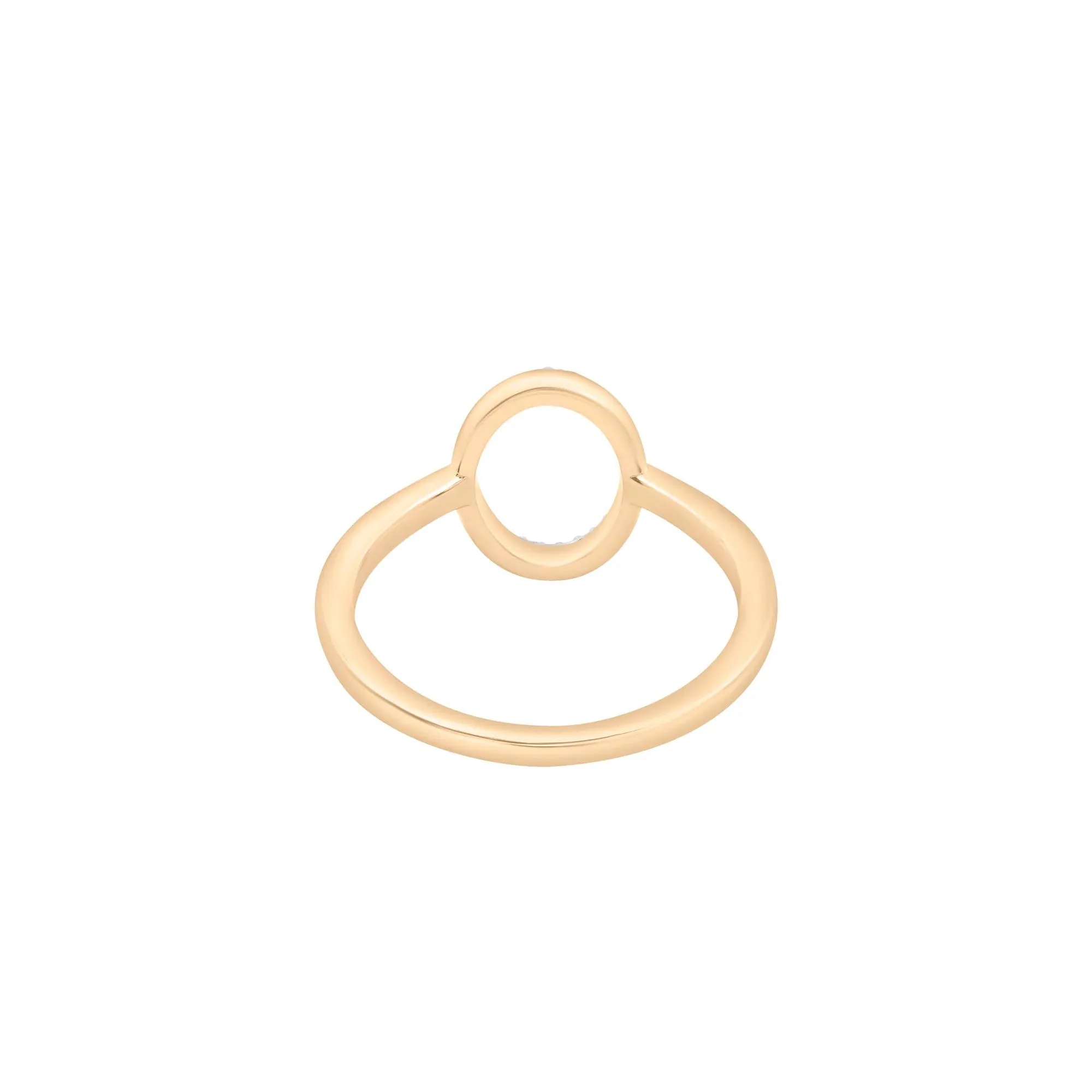 1/10 CT. Tw. Diamond Open Oval Ring 10K Yellow Gold Size 8 1mm - Image 4