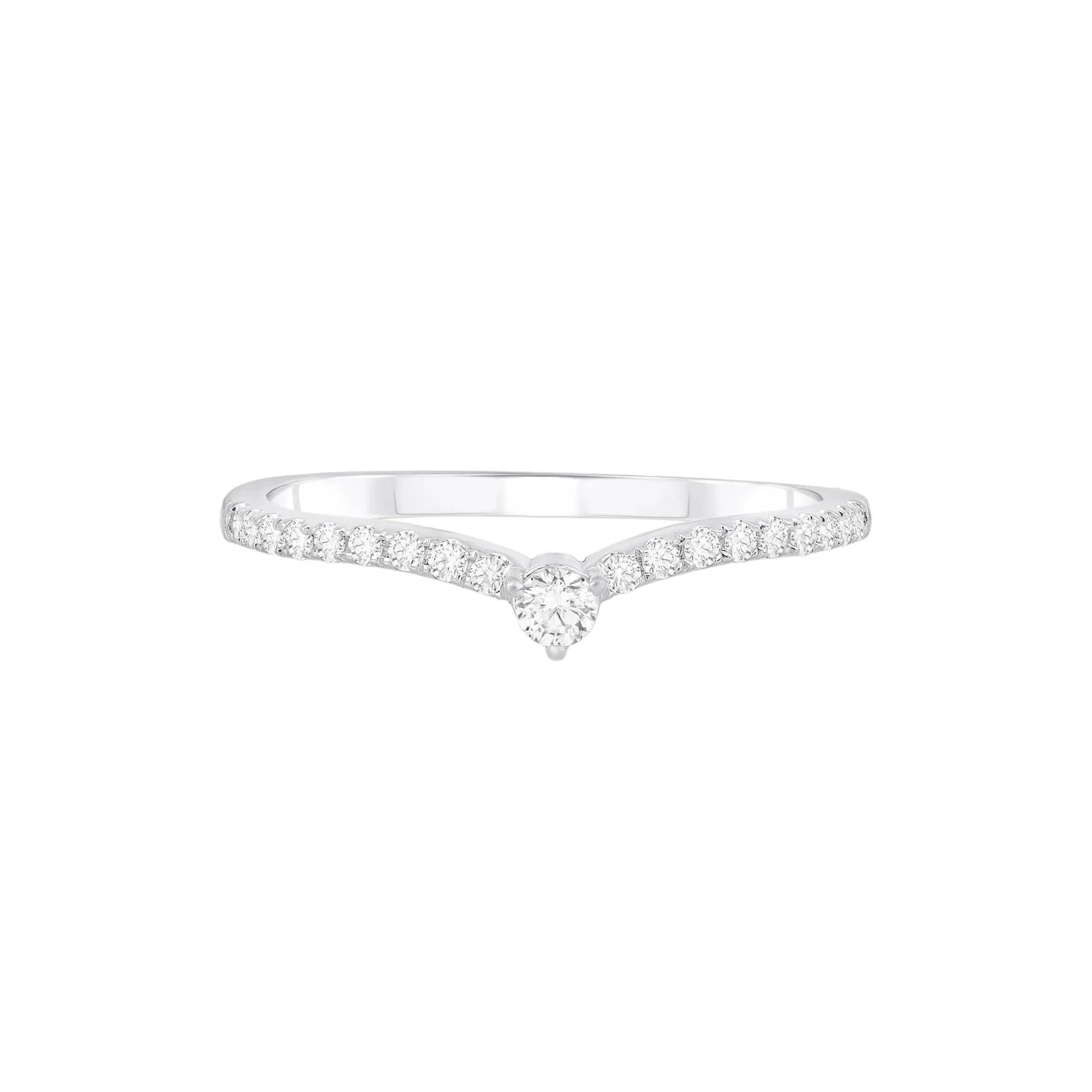 1/5 CT. Tw. Diamond Contour Band Ring 10K White Gold Round Brilliant Cut Size 6