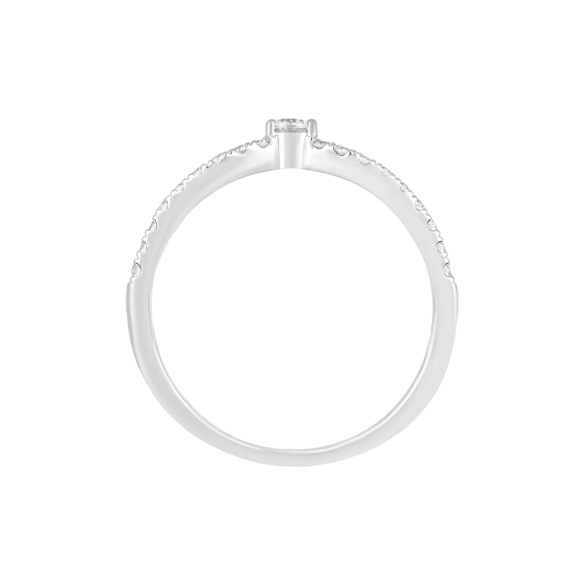 1/5 CT. Tw. Diamond Contour Band Ring 10K White Gold Round Brilliant Cut Size 7 - Image 2