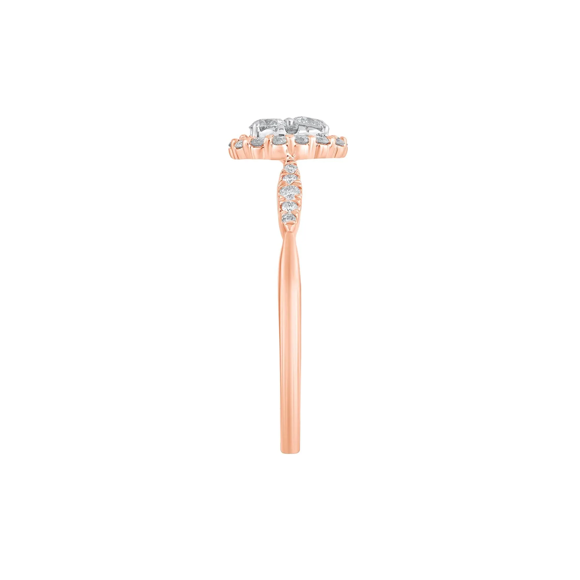 1/2 CT. Tw. Diamond Oval Halo Engagement Ring 10K Rose and White Gold Round Brilliant Cut Size 7.5 - Image 3