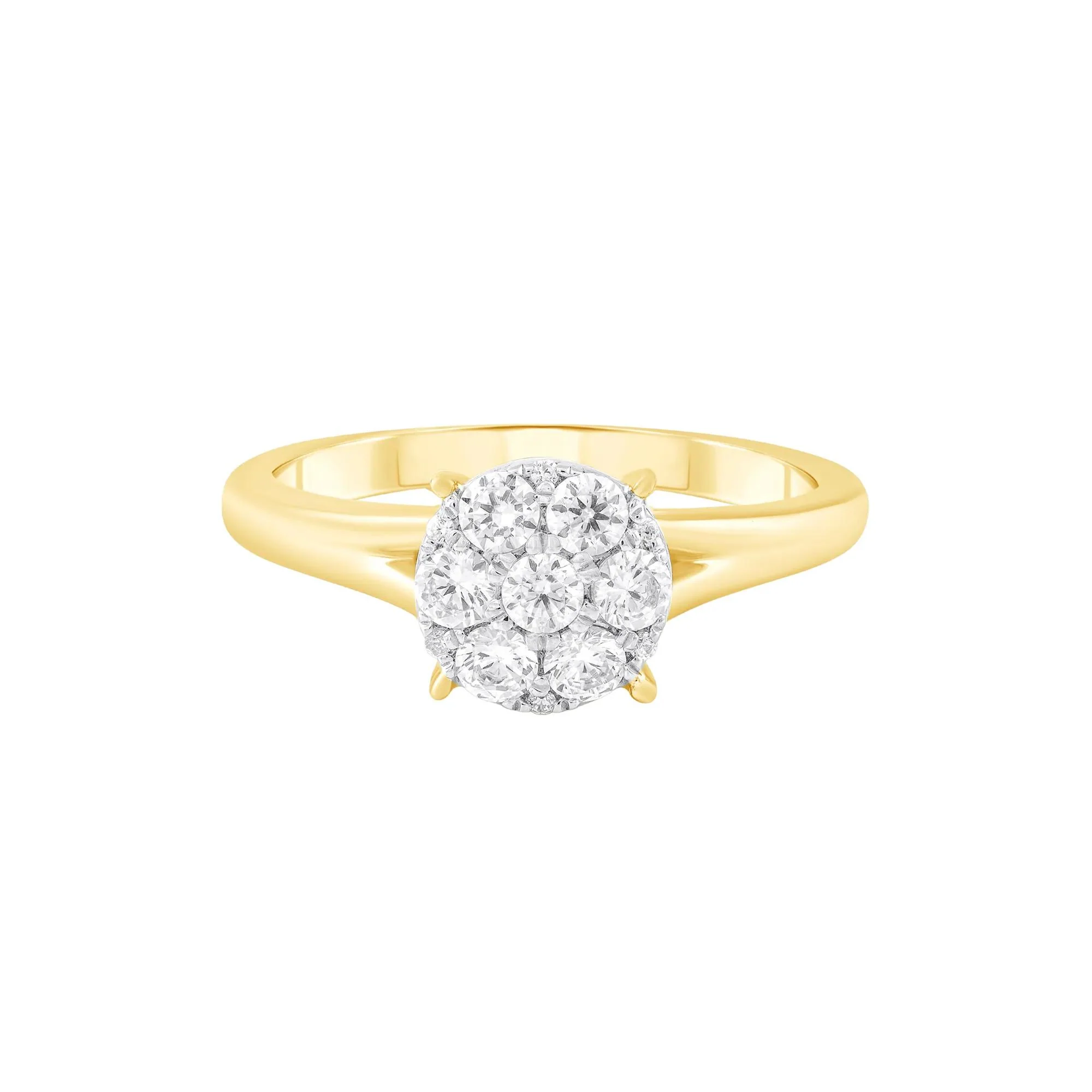 1/2 CT. Tw. Diamond Composite Engagement Ring 10K Yellow Gold Round Brilliant Cut Size 10